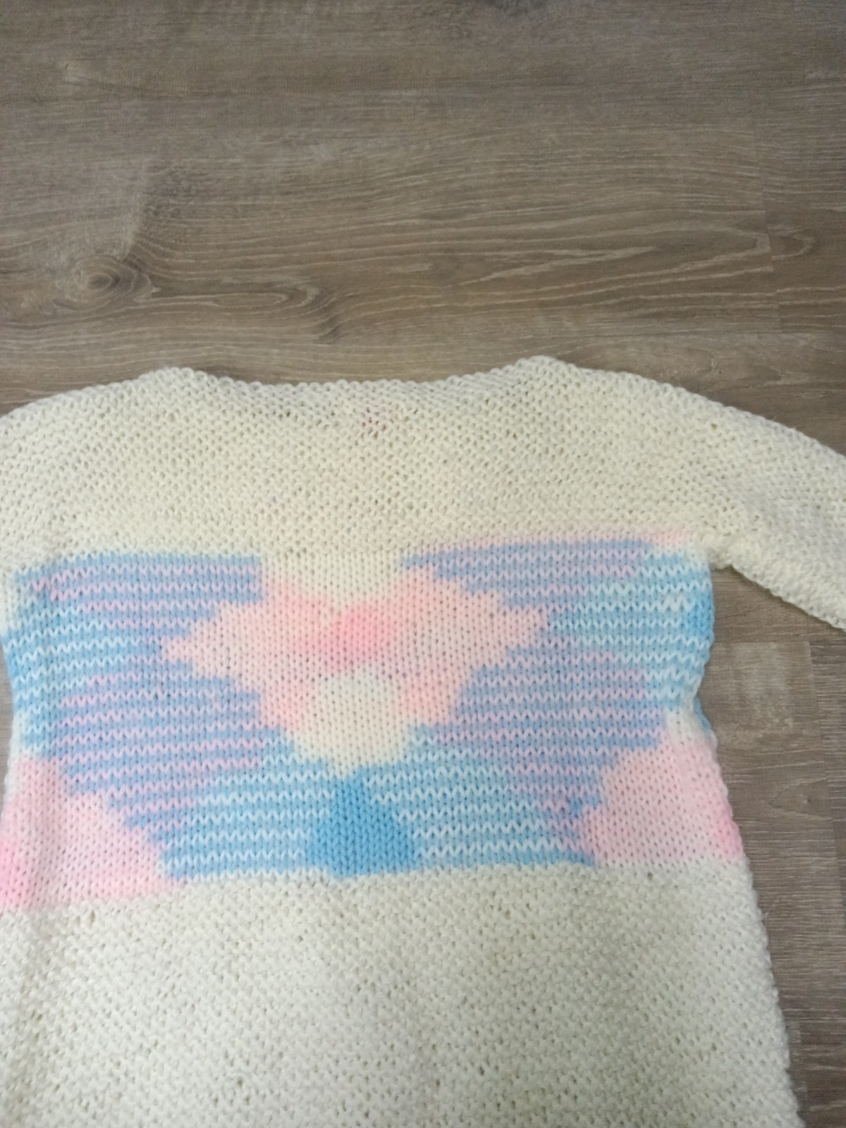 Rare Vintage 1980s Anna Petrush Hand Knit Sweater Ivory Pink Blue Women’s Knit