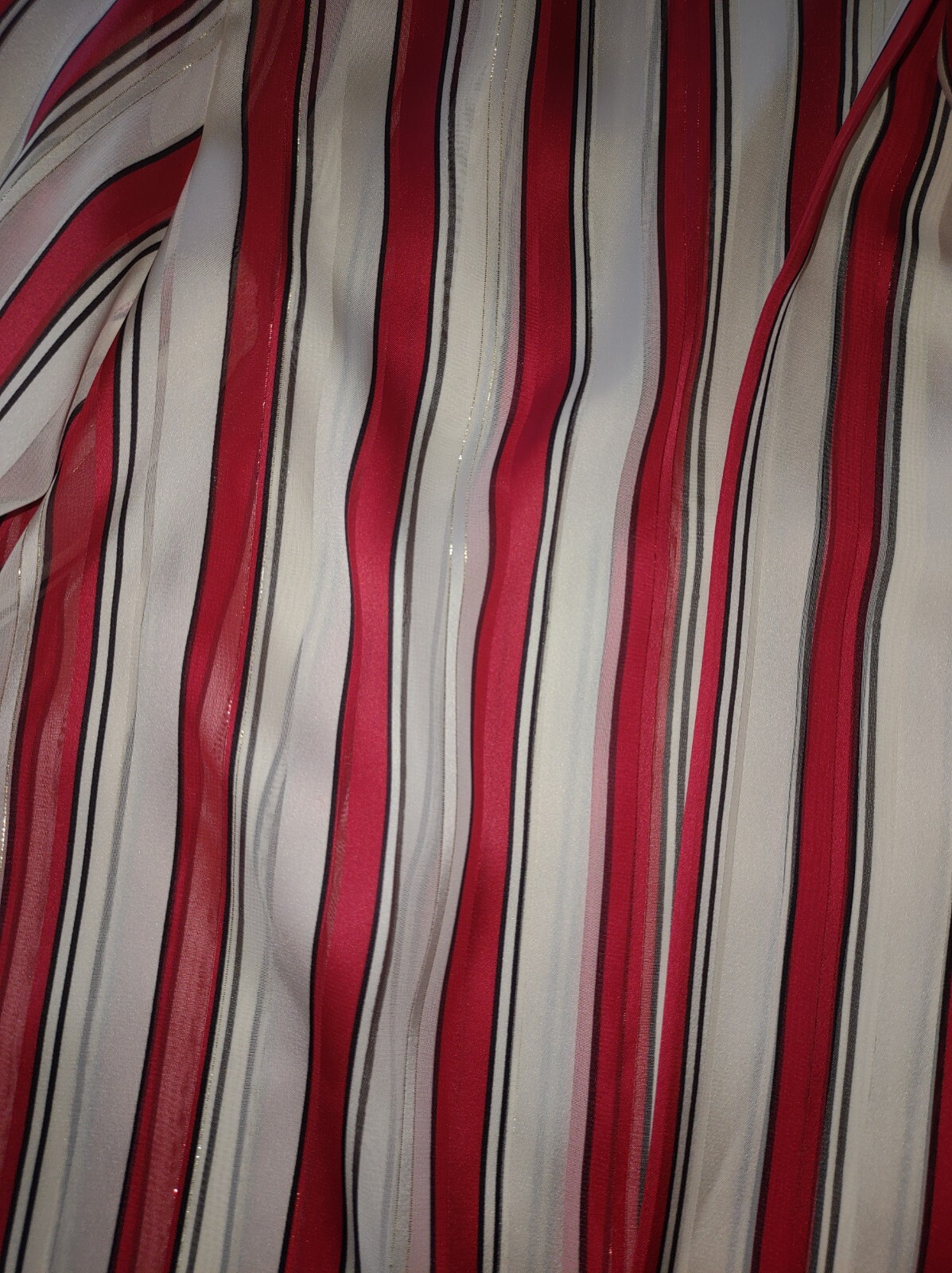 Vintage Haberdashery is Personal Ivory and Red Stripe Blouse gold stripe w/Bow