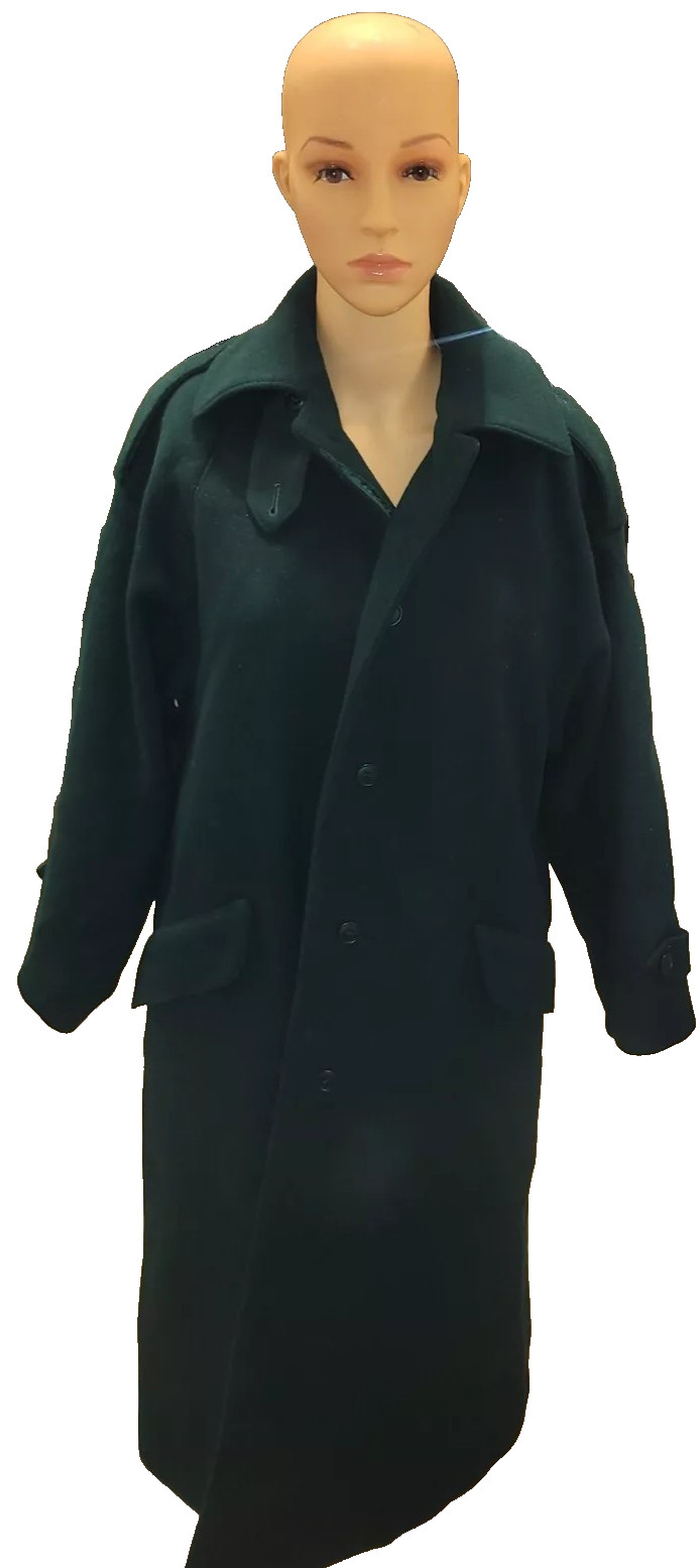 HARVE BENARD USA Long Wool Coat Overcoat Forest Green Women Jacket Fleet Size 8