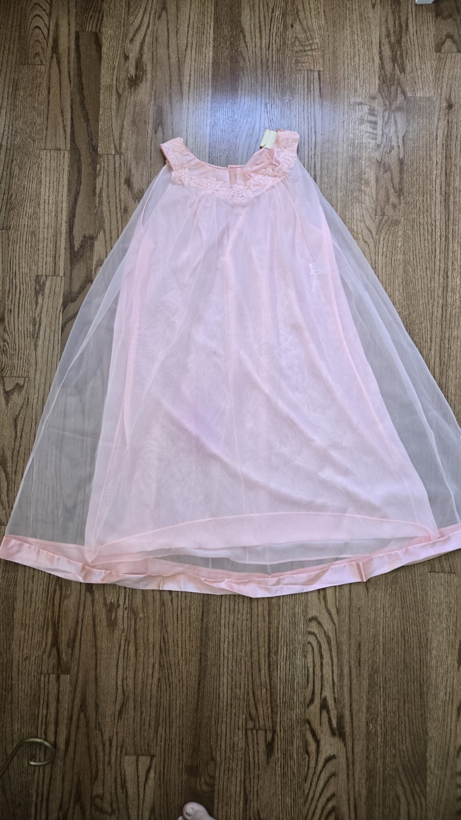 Vtg Gossard Artemis Coral Pink Chiffon Nylon Nightgown Size Small NWT NEW