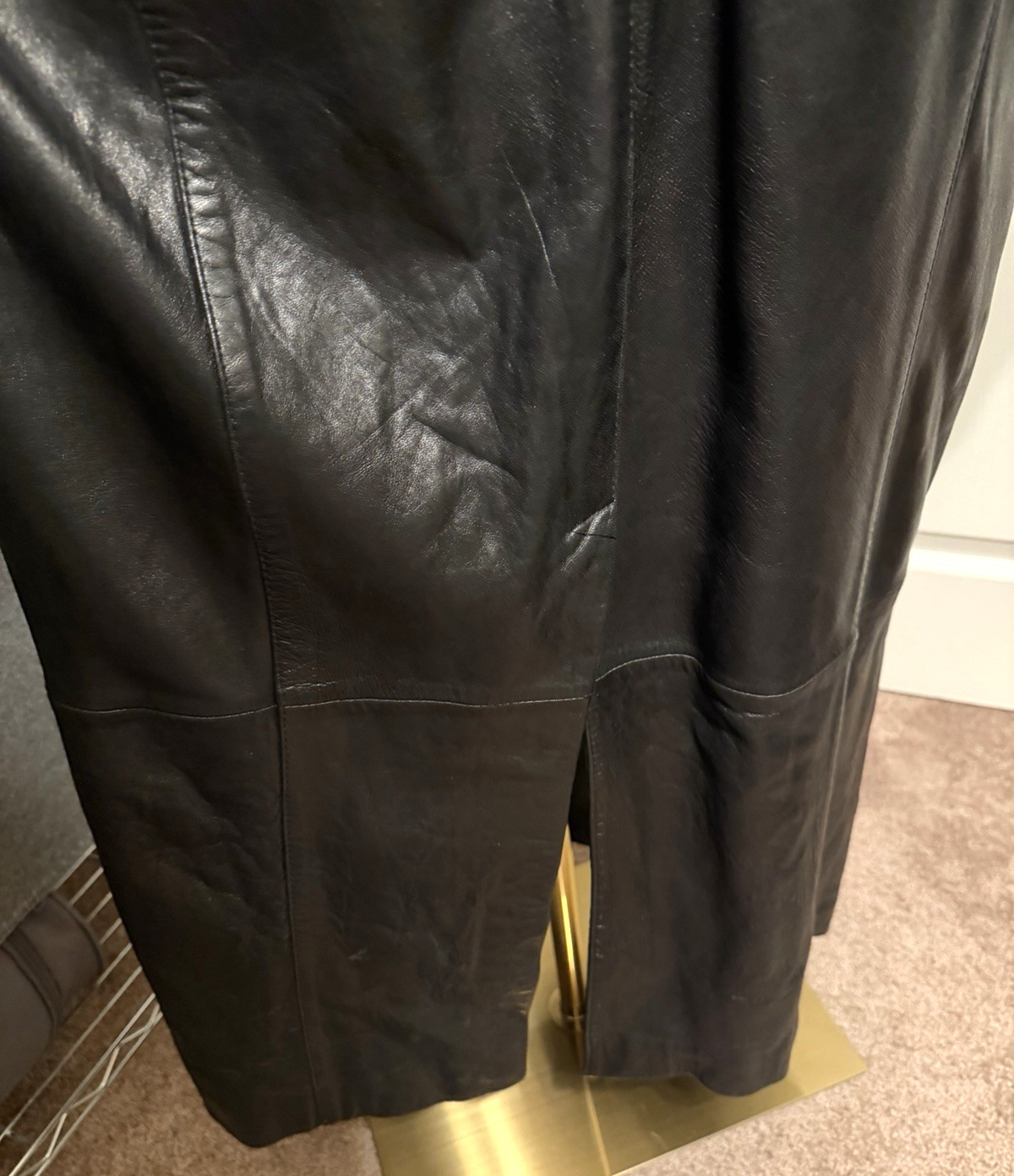 PELLE Black Leather Lined Trench Coat Size Medium Vintage 1980s