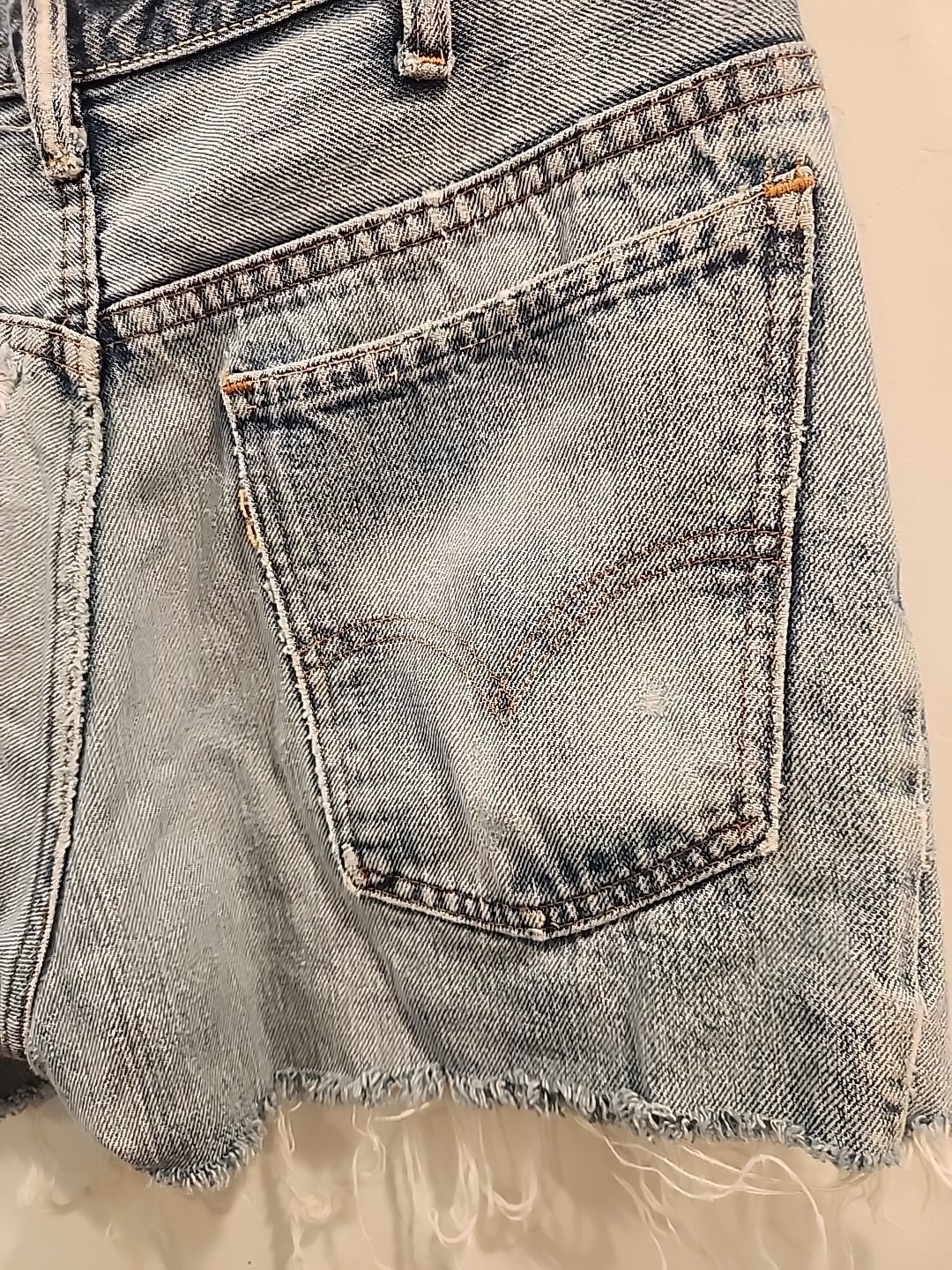 vintage levis cut-offs denim jean shorts zipper 517? talon zip 31″ w big E 70 89