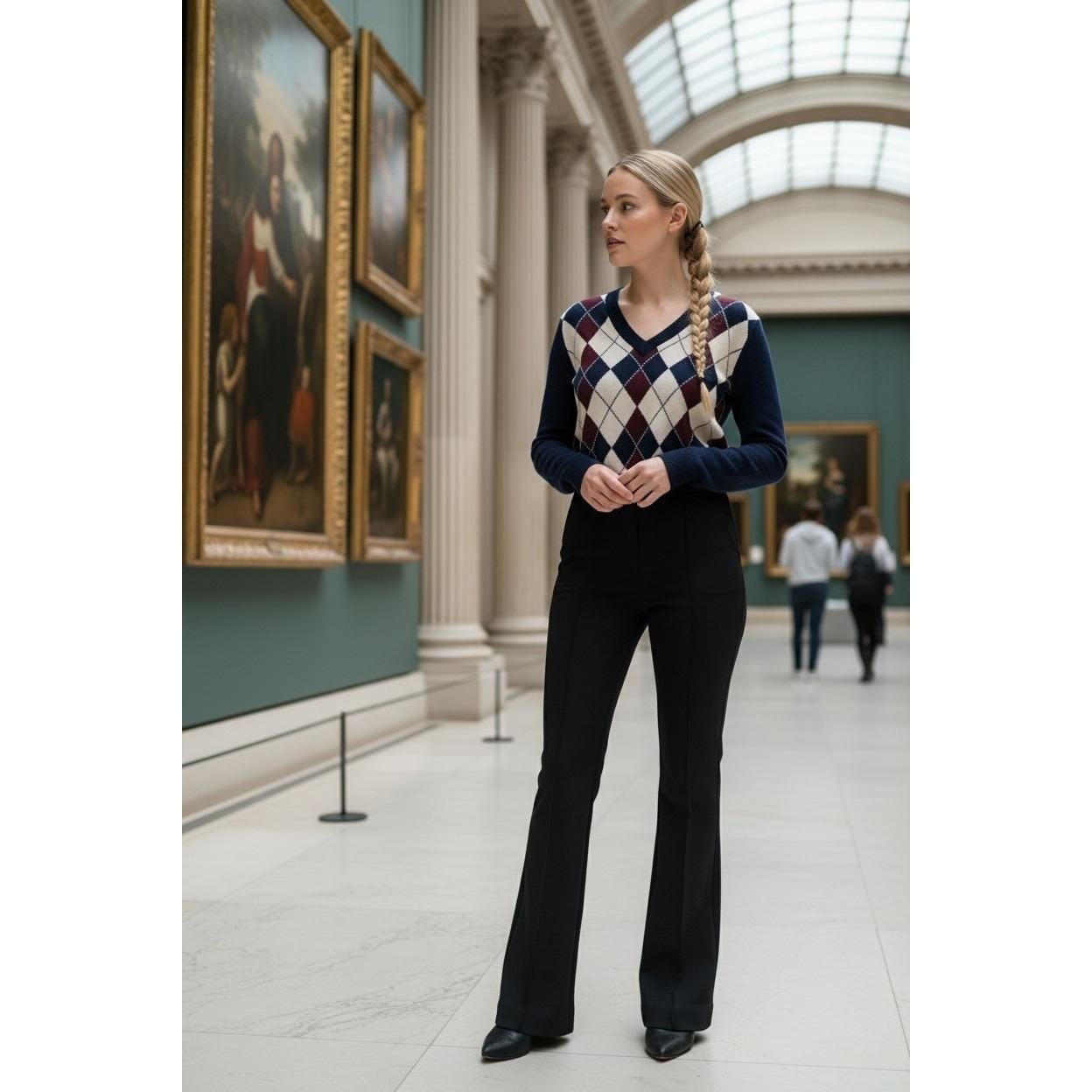 Burberry Black Flare Leg Trousers US 10 UK 12 Classic Vintage Old Money