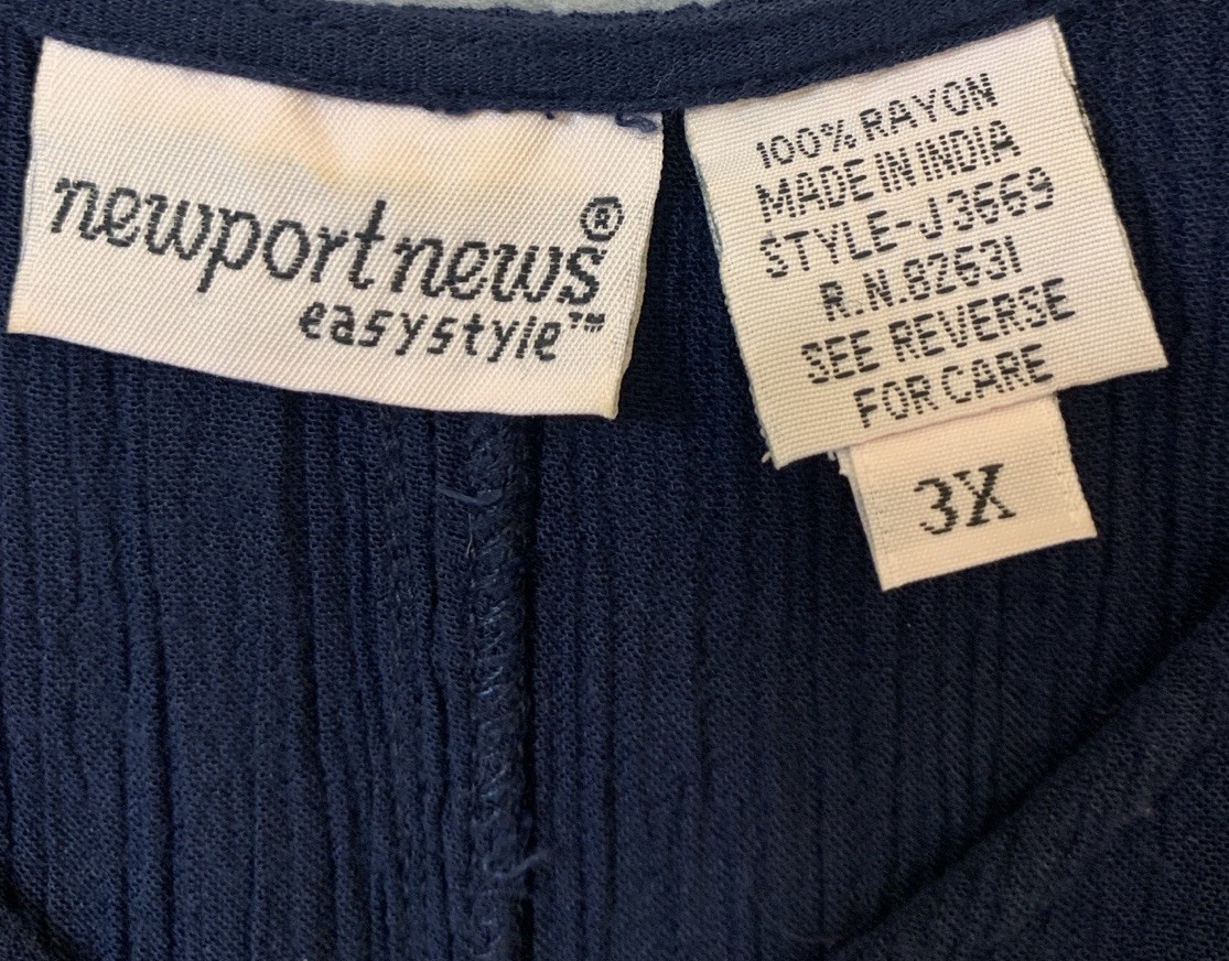 VTG Newport News Maxi Dress Womens 3X Blue Sleeveless Beachy Coastal Vacation