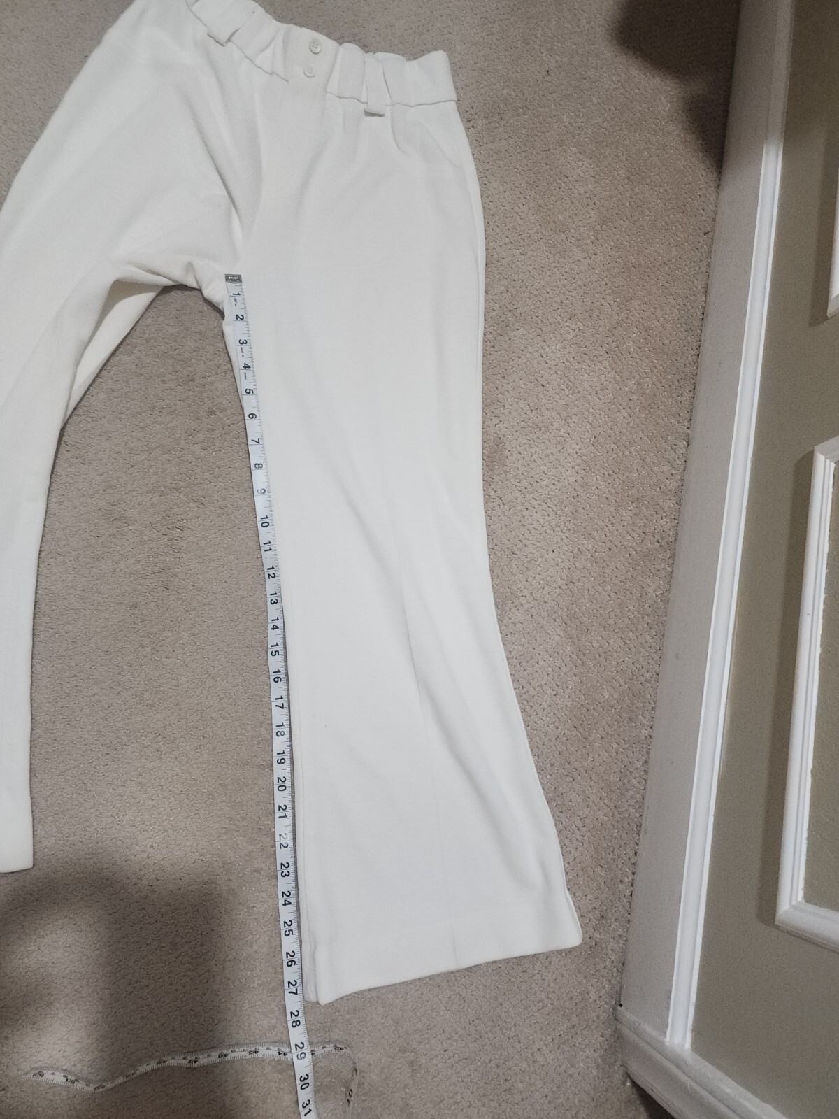Wardrobe Maker Vintage Union Made White Flared Elastic Waist Pants W25 L27.5