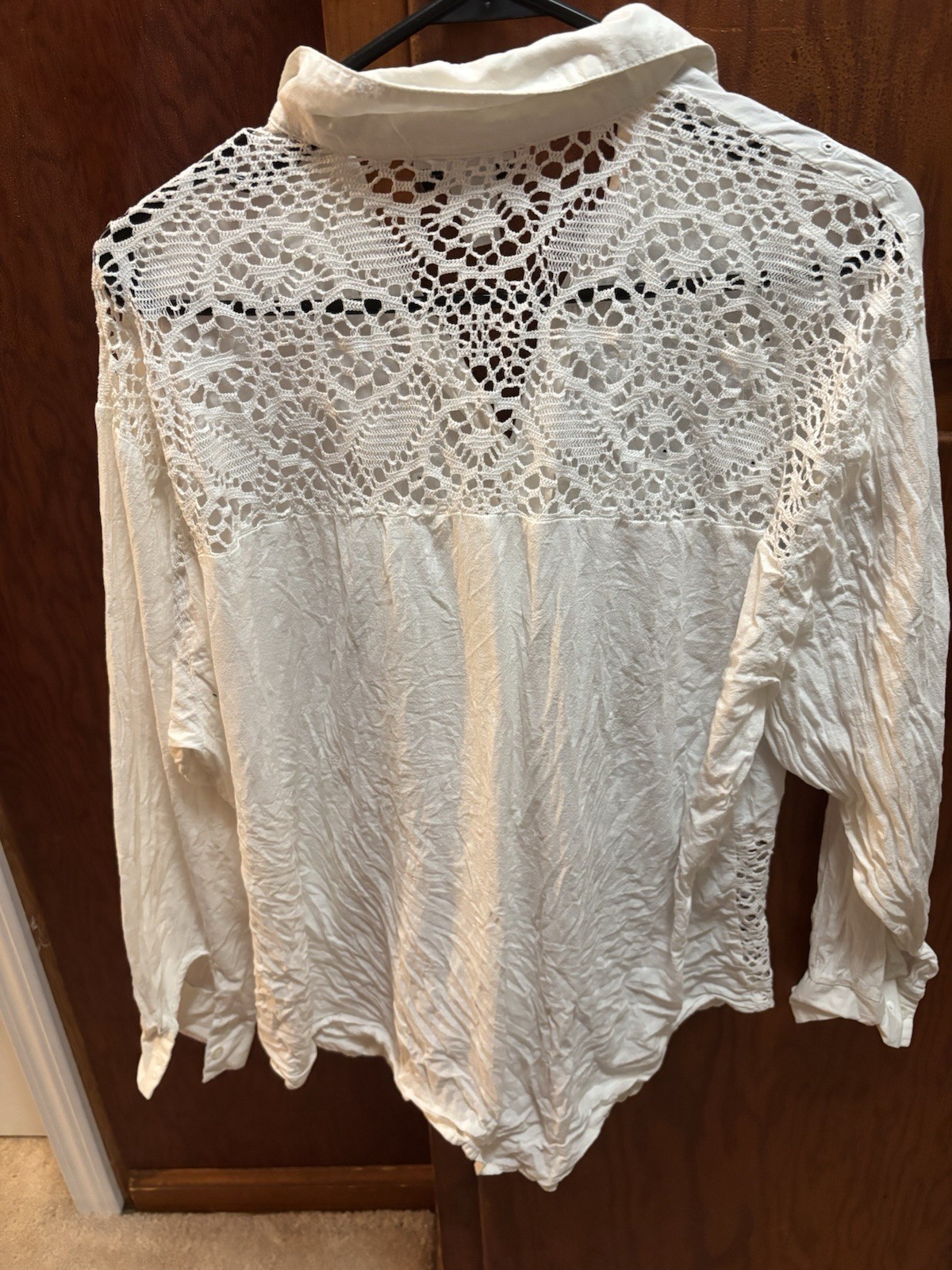 Vintage Size Medium White Maggie Sweet Top Crochet And 100% Cotton Made In USA