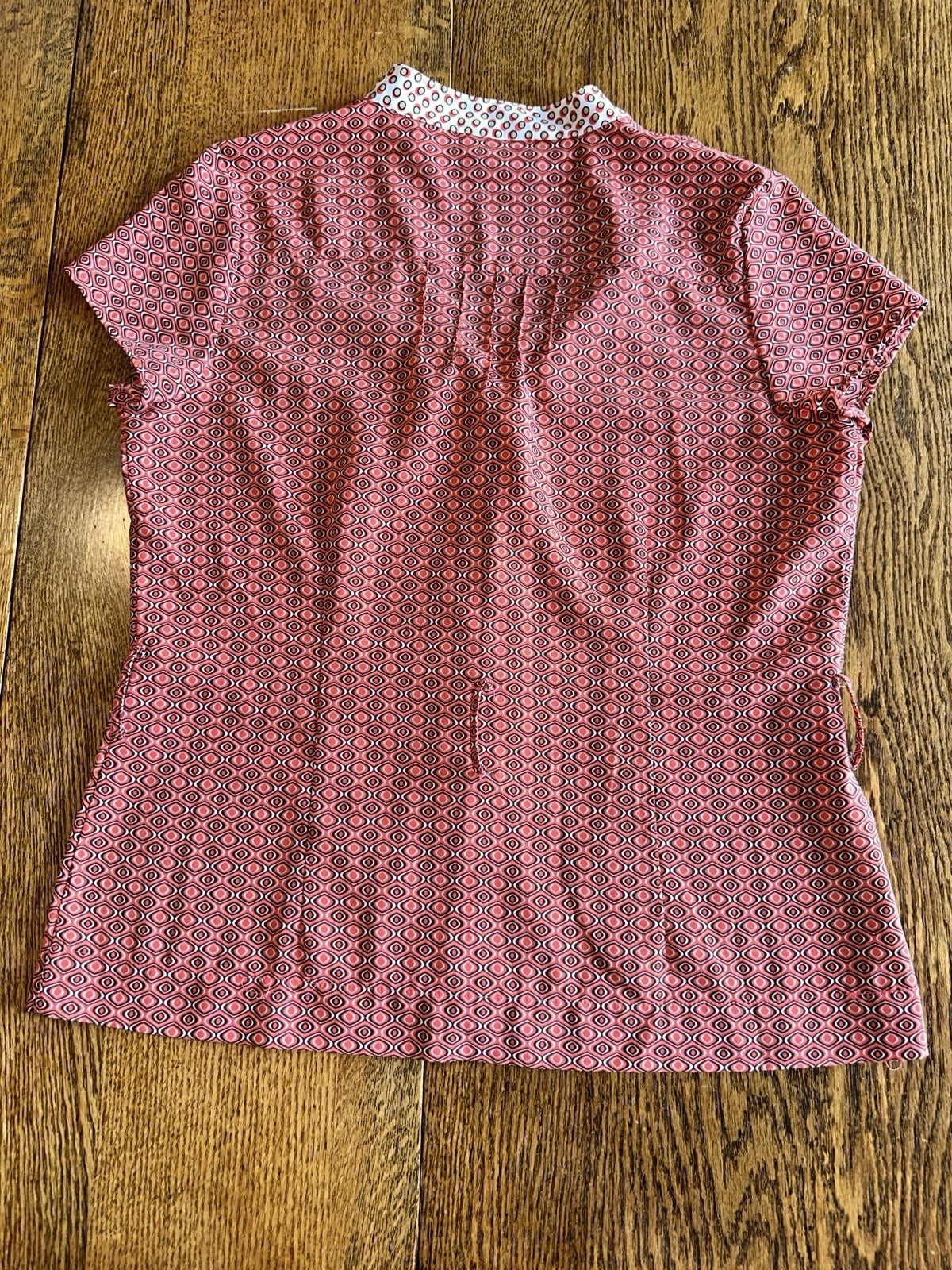 Vtg 90s Y2K Top Shirt Millenium Orange Geometric Medium Hippie Boho Chic Retro