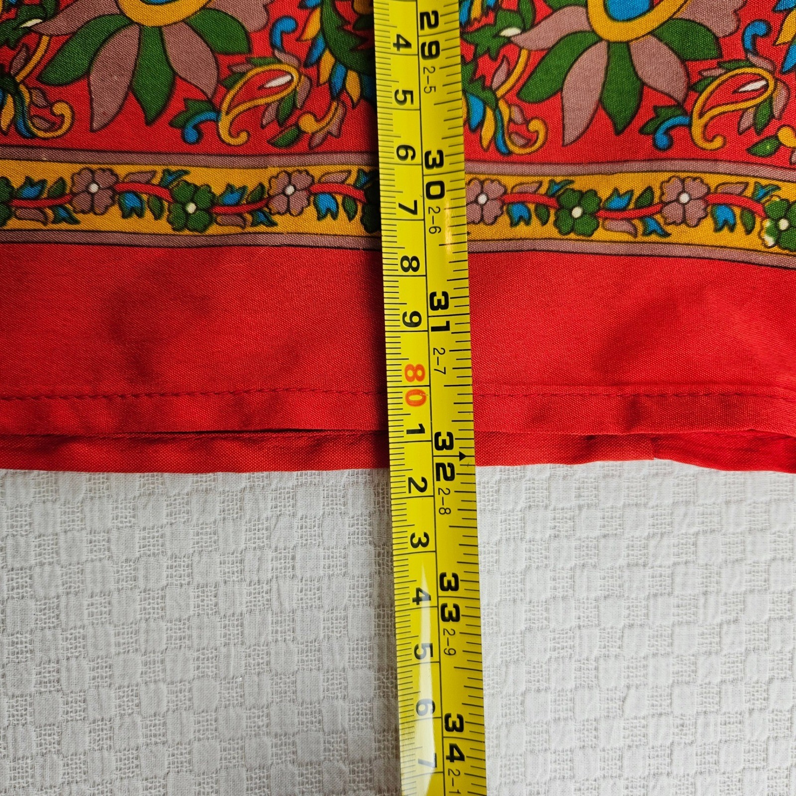 100% Silk Paisley Mini Tunic Dress V-Neck 3/4 Sleeve Red M 70s Boho Psychedelic