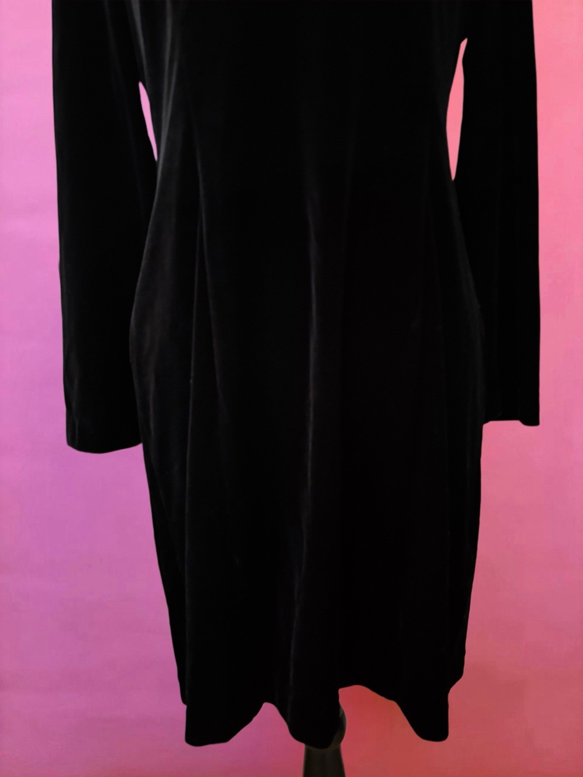 Vintage 80s Jessica Howard Goth Black Velvet Dress Sweetheart Neckline 12P