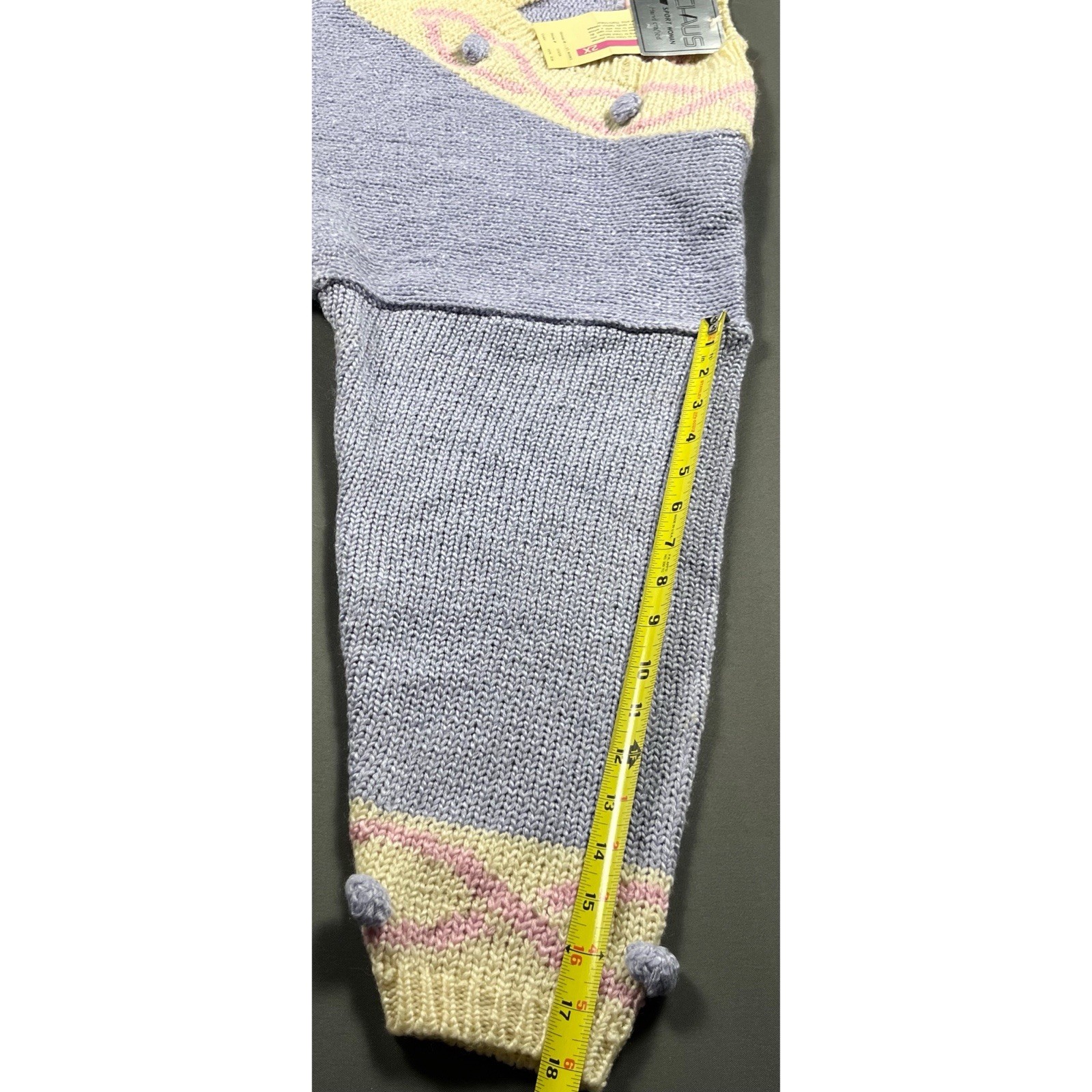 Vintage 80s Chaus Sport Woman Sweater Women’s 2X Pastel Hand Knit Wool Blend