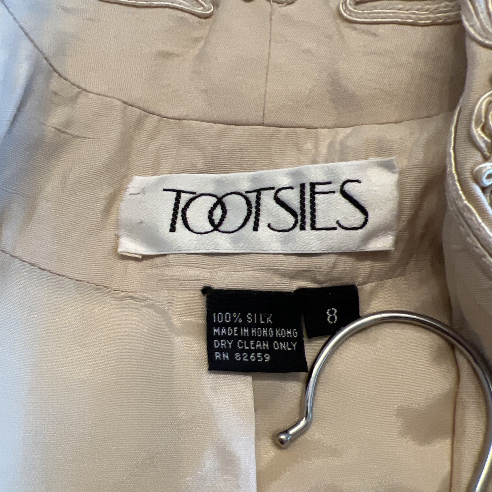 Vintage Tootsies Ivory Raw Silk Soutache Embroidery Blazer Jacket Size 8