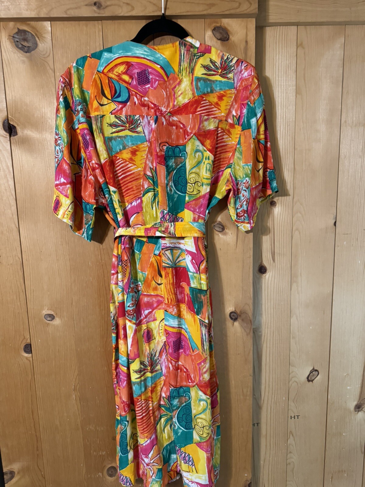 1980s 1990s Resort Wear Print Colorful Retro Dress by George Georgiou Medium