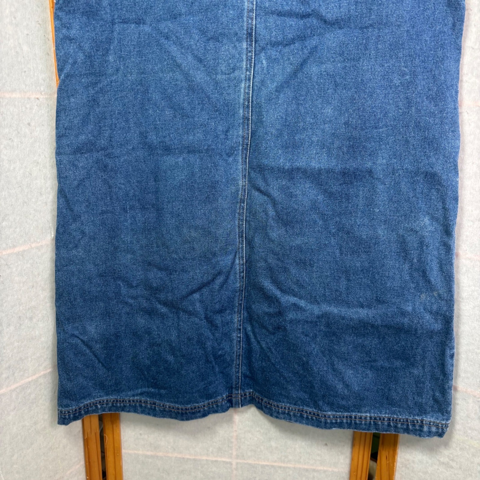 Haiks Vintage Blue Denim Hand Painted Cabin Deer Jumper Dress Womens Large Woods