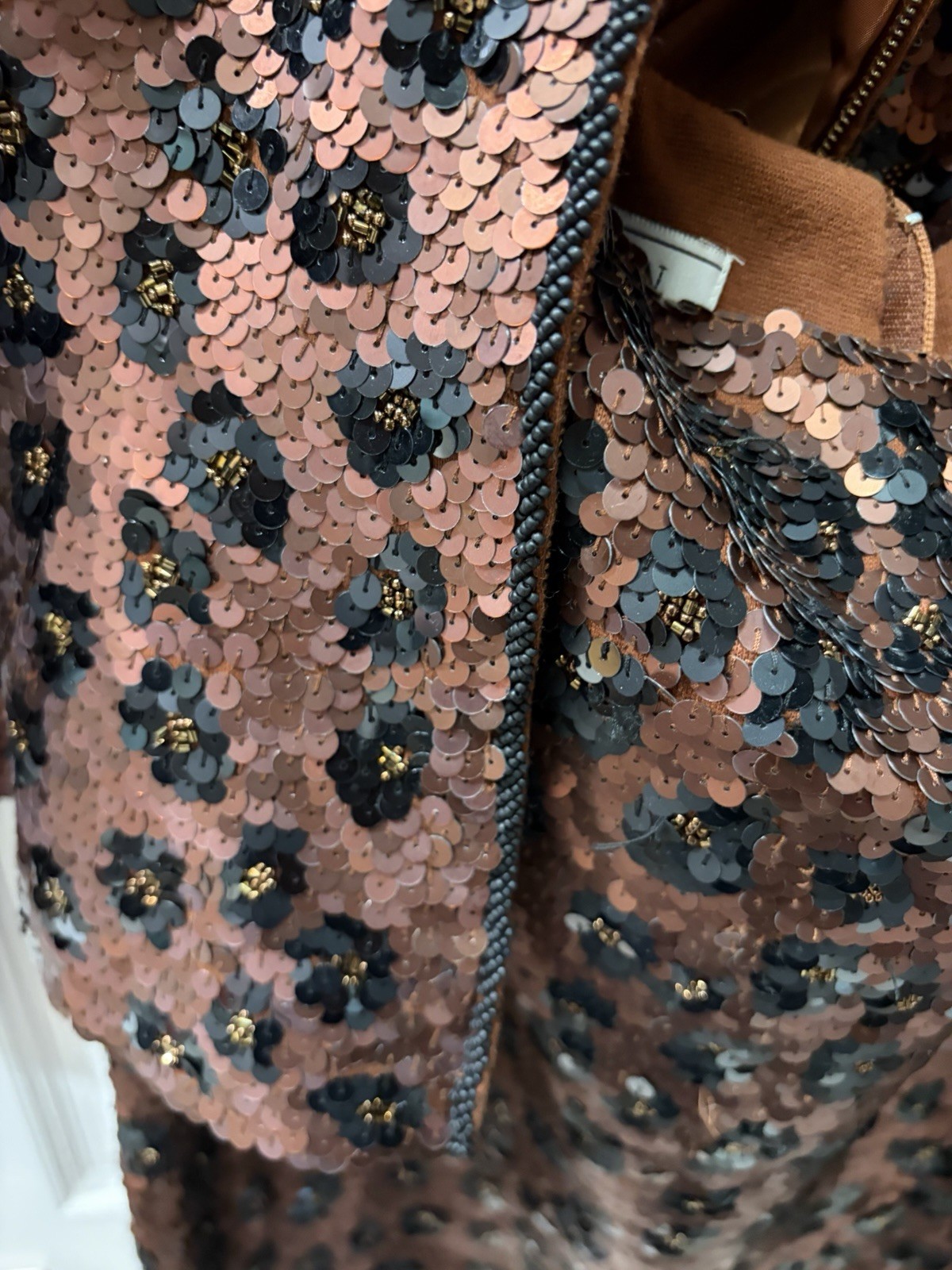 Vintage 1990s Carmen Marc Valvo Sequin Skirt & Jacket Size Small Leopard