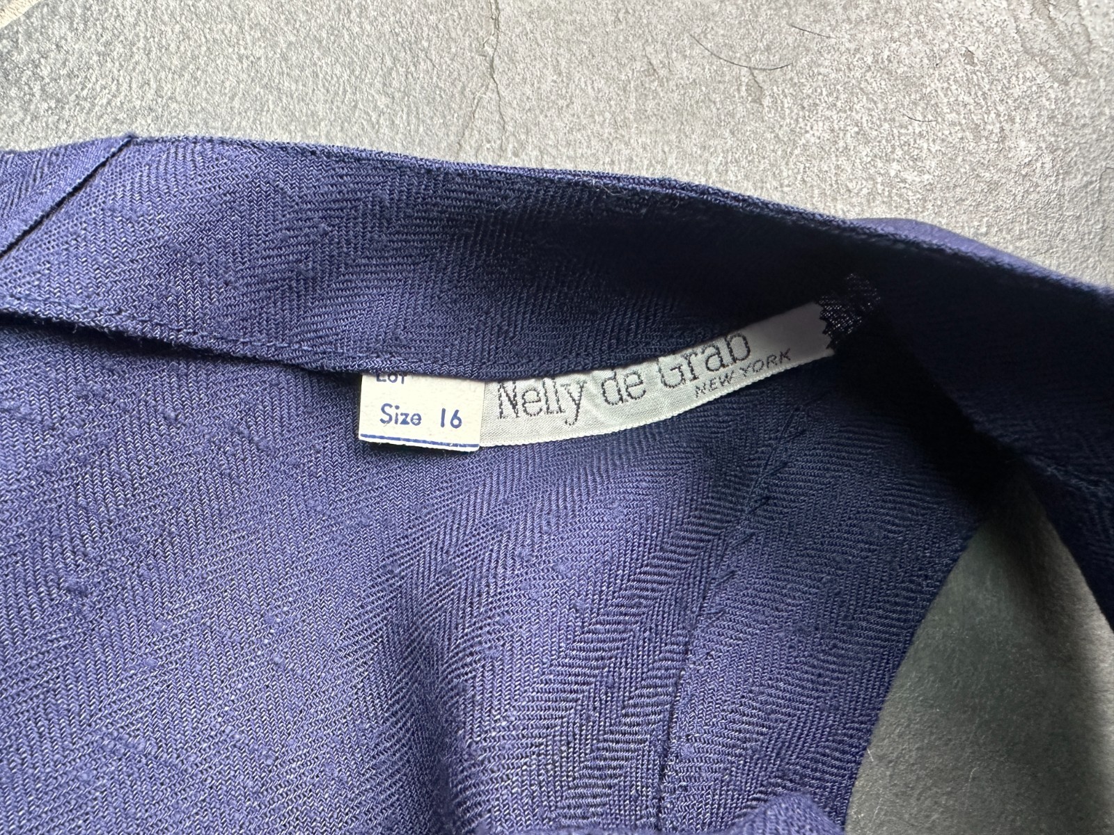 Vintage 1950s Nelly de Grab Navy Blue Textured Linen Look Rayon Skirt Suit Set
