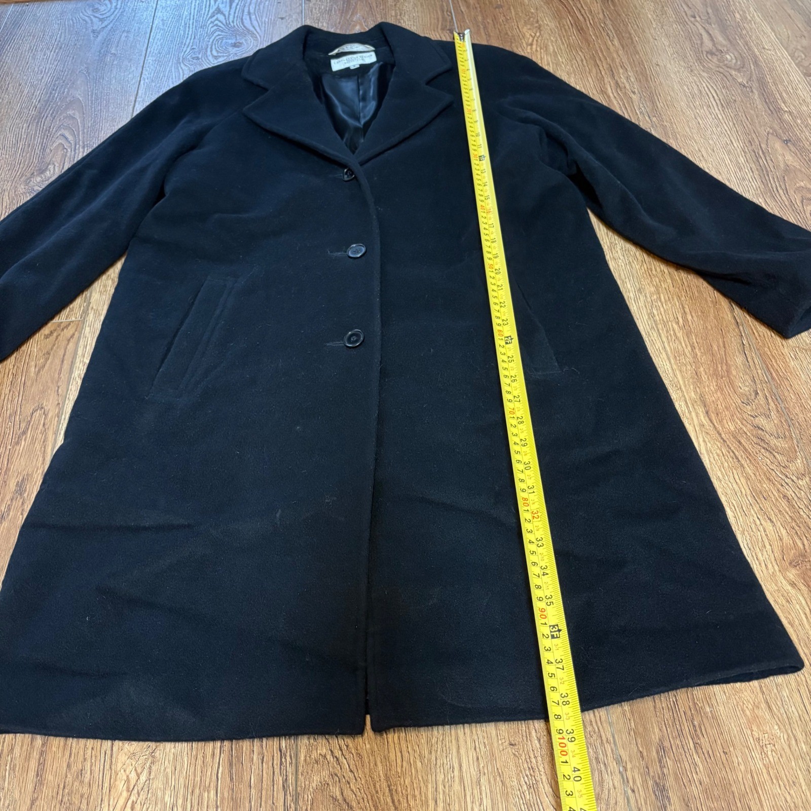 VTG Larry Levine Cashmere Wool Blend Coat Womens Size 6 Black Chic Old Money 90s