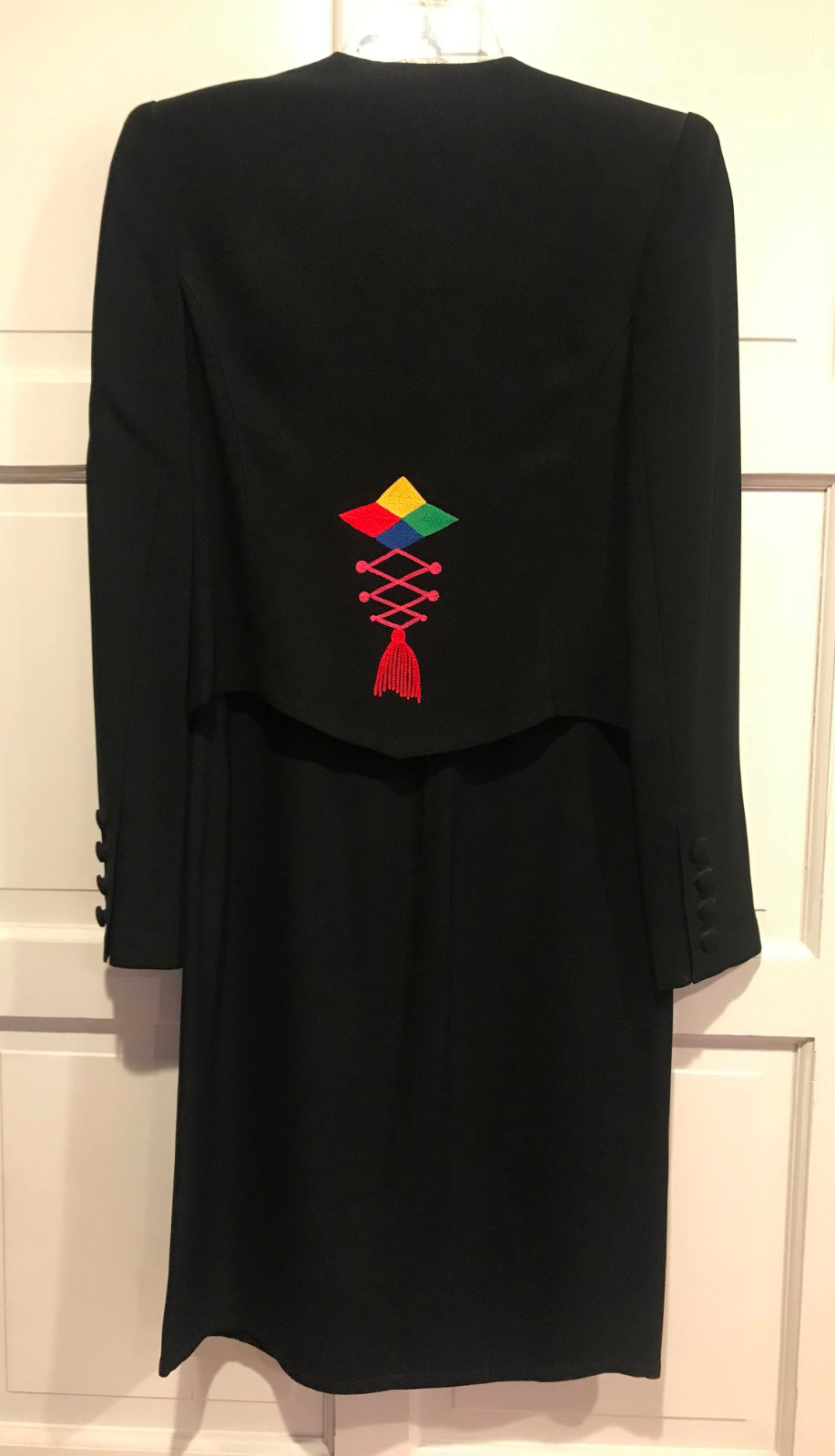 Vintage Sonia Rykiel Paris Little Black Dress with Embroidered Jacket Size 36/38