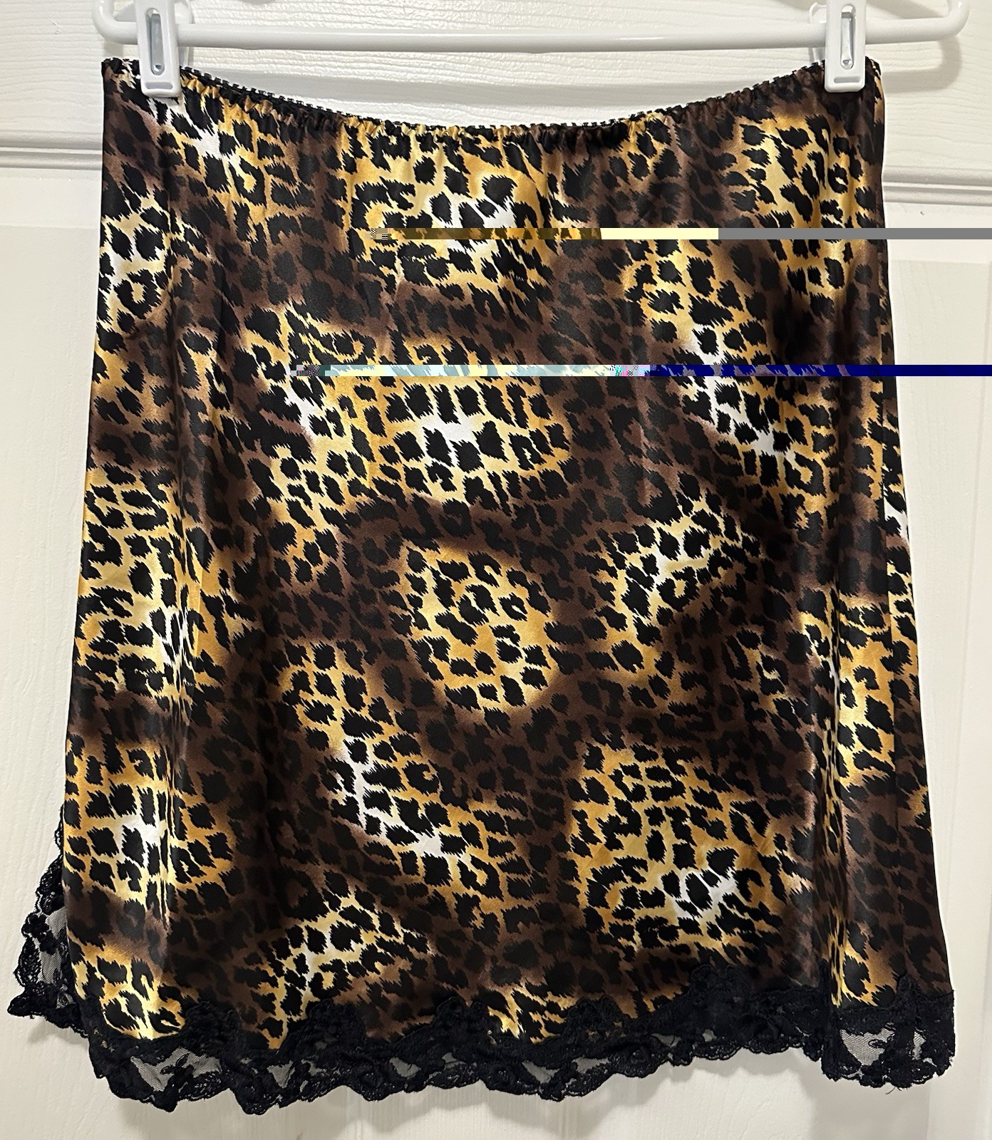 Vtg 90s Victorias Secret Leopard Print Satin Slip Skirt Small Read Description!