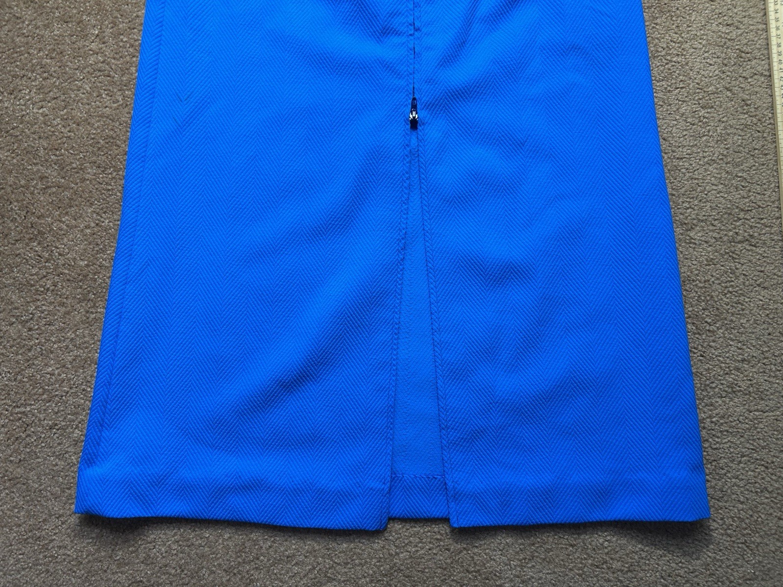 Vintage 1970s Terry Chicago Cobalt Blue Maxi Skirt Talon Zipper Herringbone M/L?