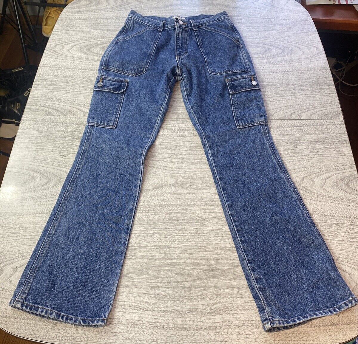 Vintage Women’s High Waist Baggy Flare Jeans w/ Pockets 27″ Waist by IN CHARGE
