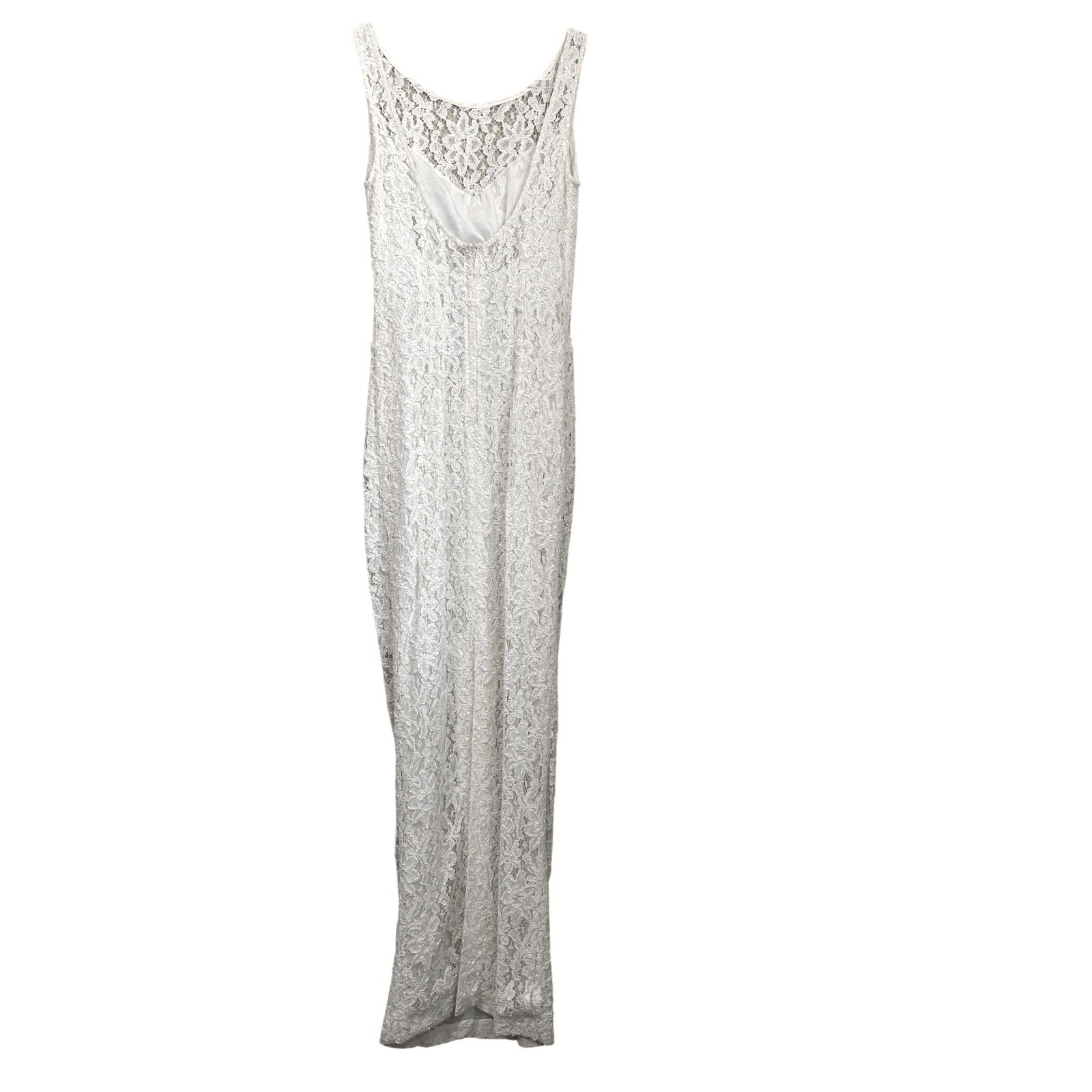 Vintage 90s Cache Ever After Ivory Lace Sequin Maxi Gown Dress Womens 6 Ivory