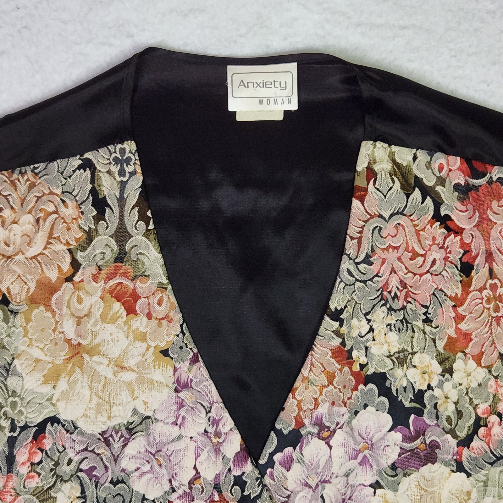 Vintage 90s Anxiety Floral Woven Tapestry Vest Women XXL Cottagecore Made In USA