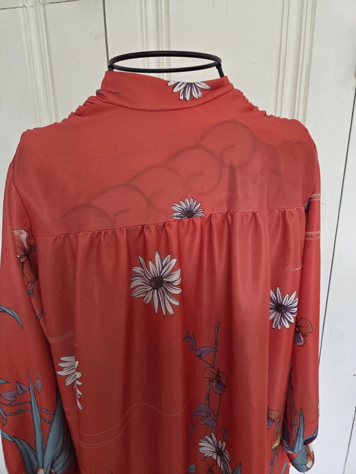Vintage Plaza 9 Large Orange Floral House Dress Nightgown 1960s Retro Hawaiian