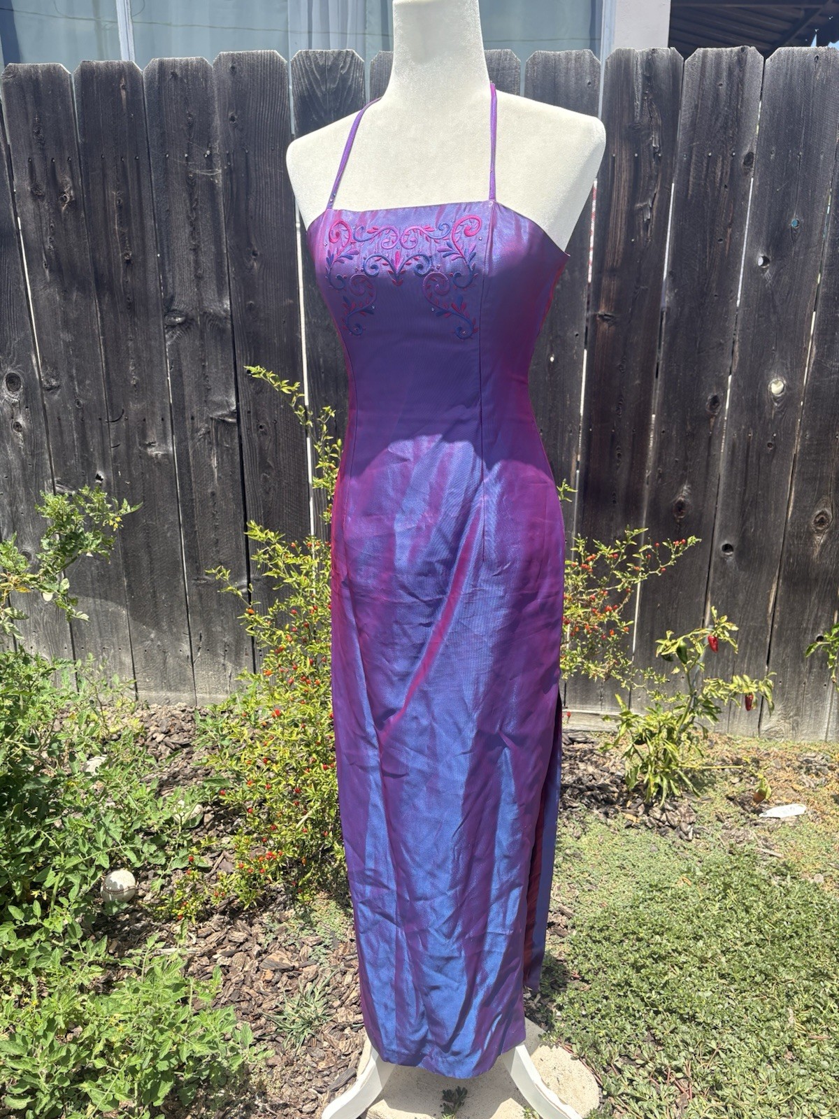 Vintage Jessica McClintock Gunne Sax Millennium Iridescent Purple Dress XS