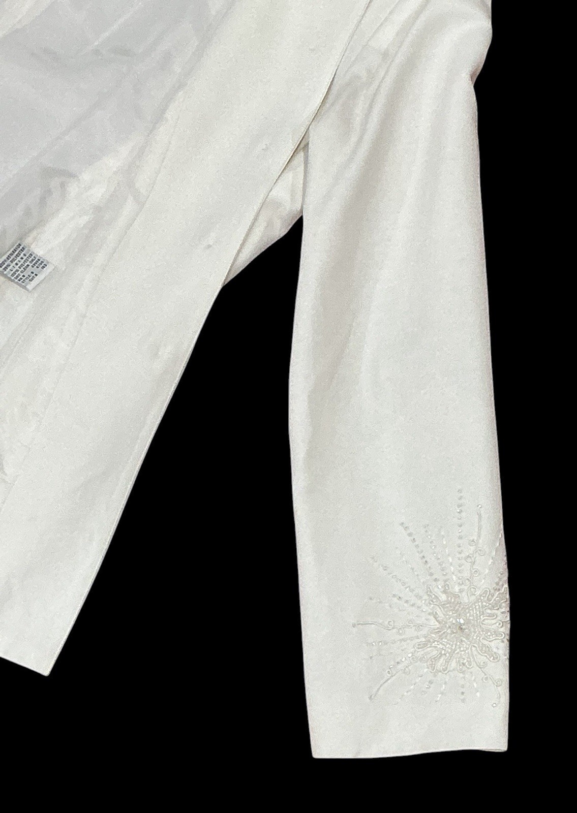 R & M Richards by Karen Kwong 10P White Beaded Two Piece Skirt Suit Set Jacket &