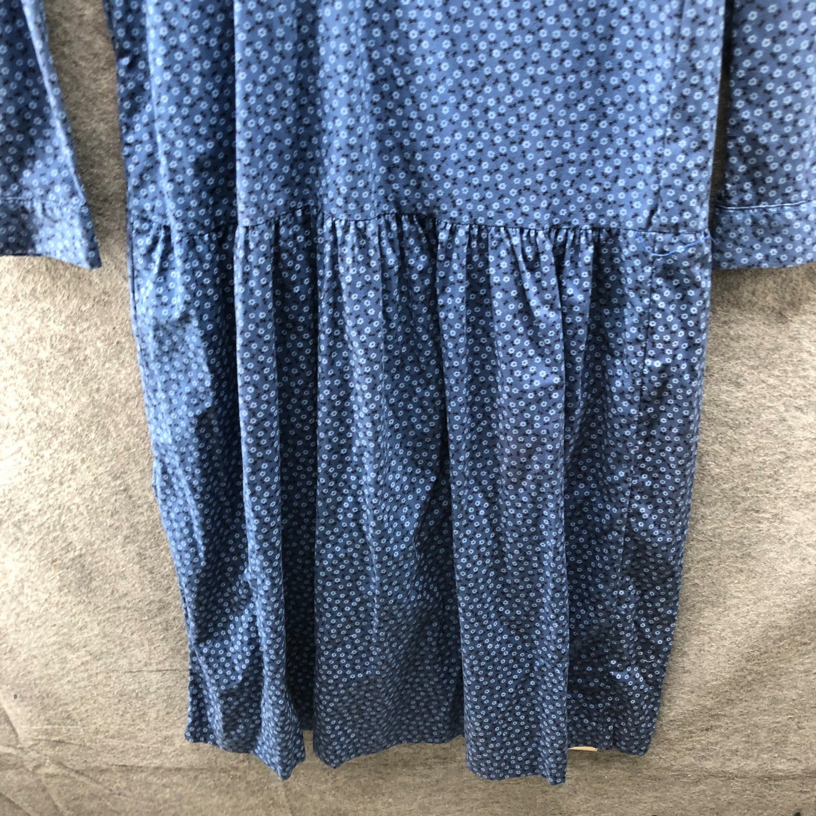VTG Norman Shirtmakers Nightgown 12 Sailor Collar Drop Waist Dress Blue Floral
