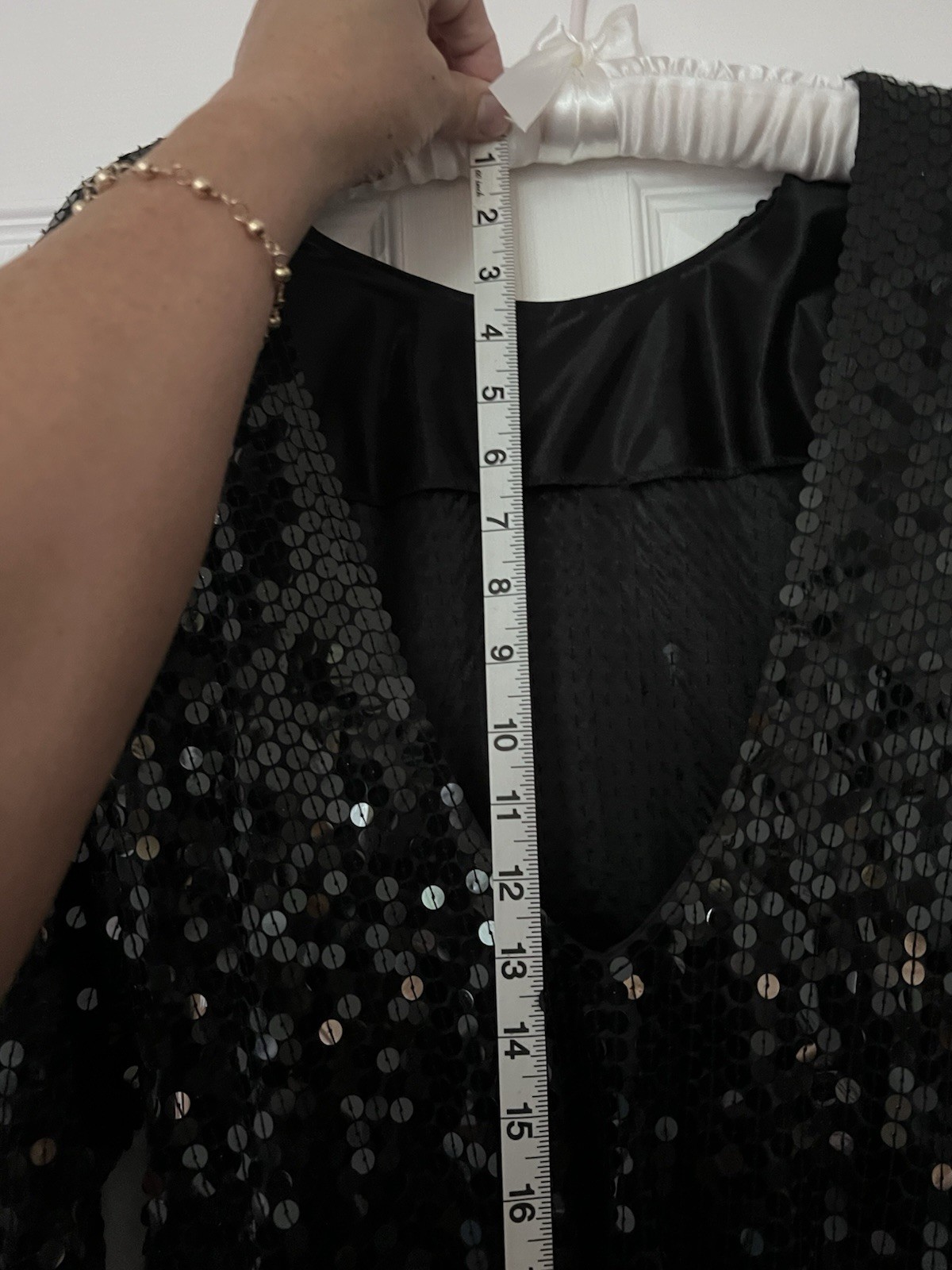 Vtg 80s Fashion LBD Little Black Dress Party Cocktail Midi All Over Sequin 10/12