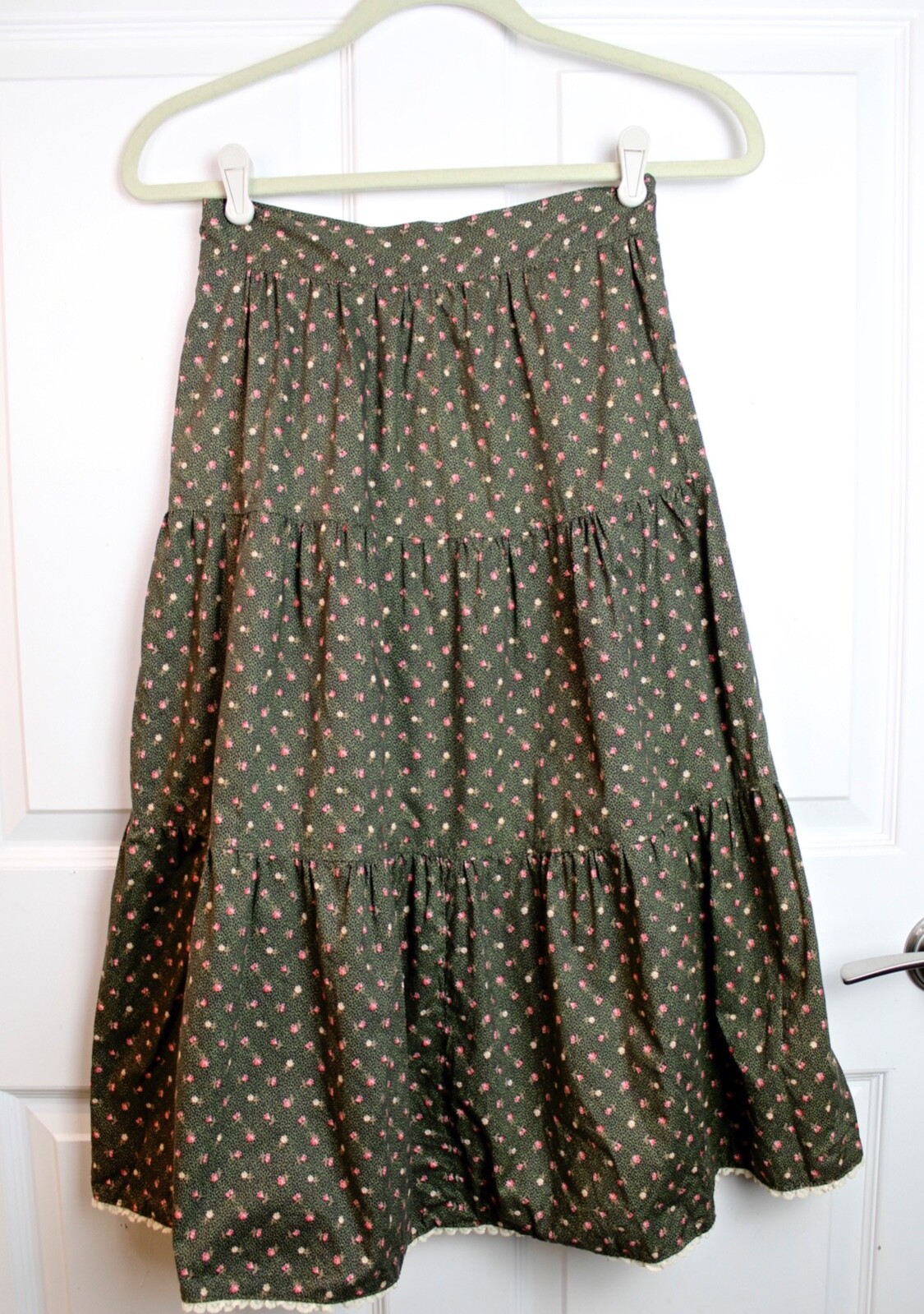 Handmade Vintage VIP Fabric Cranston Print Works Micro Floral Prairie Skirt XS-S