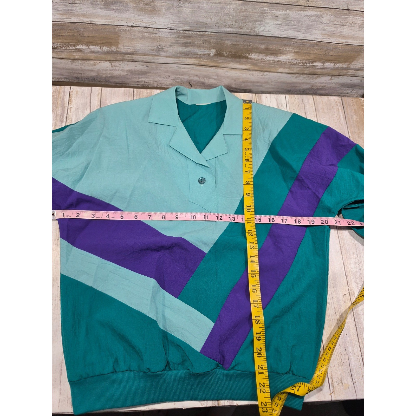 Vintage 80s Colorblock 3 Piece Skirt Set Teal Purple Geometric Women L Large