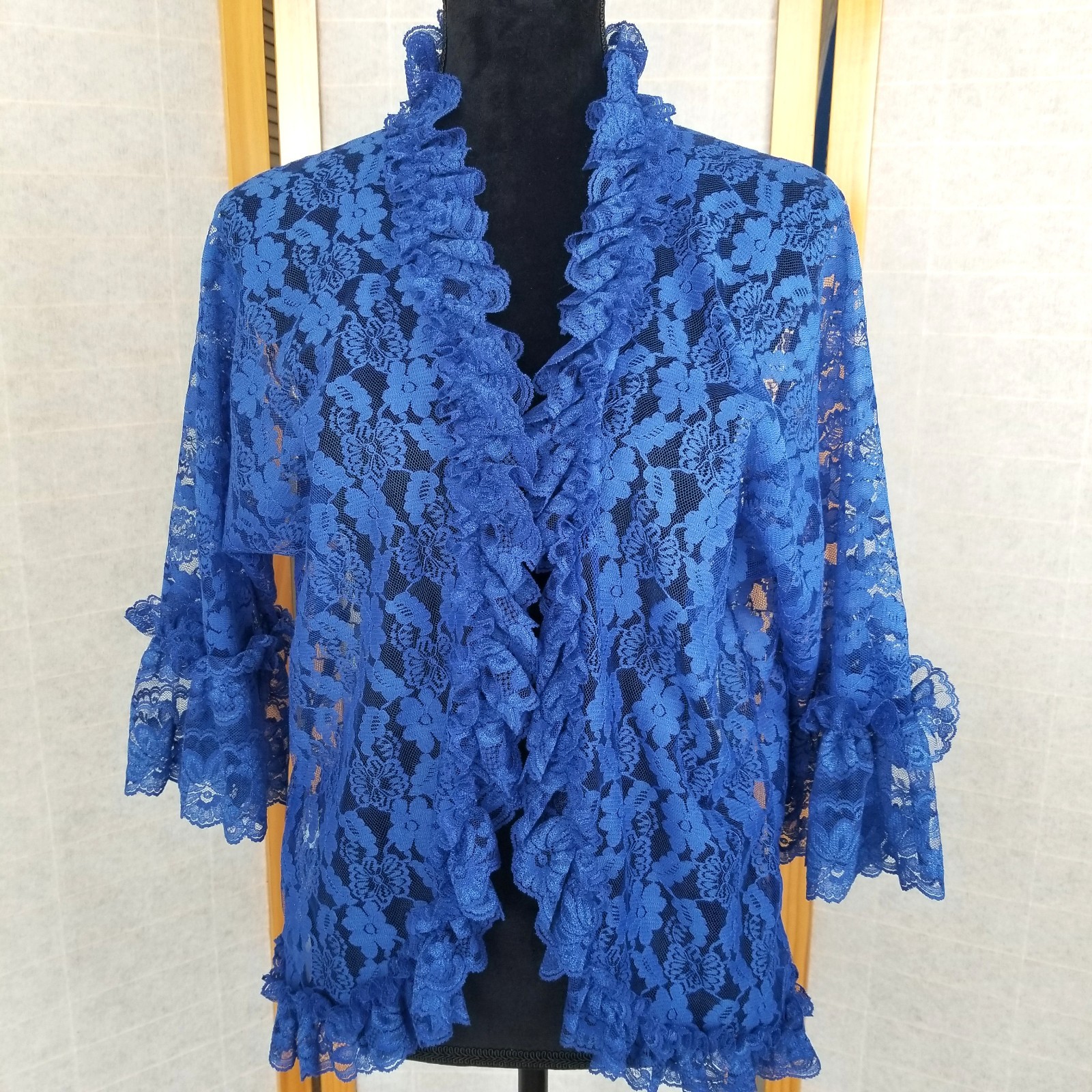 Vintage Boudoir Bed Jacket Royal Blue Medium Dolores for Poirette USA Made MWT