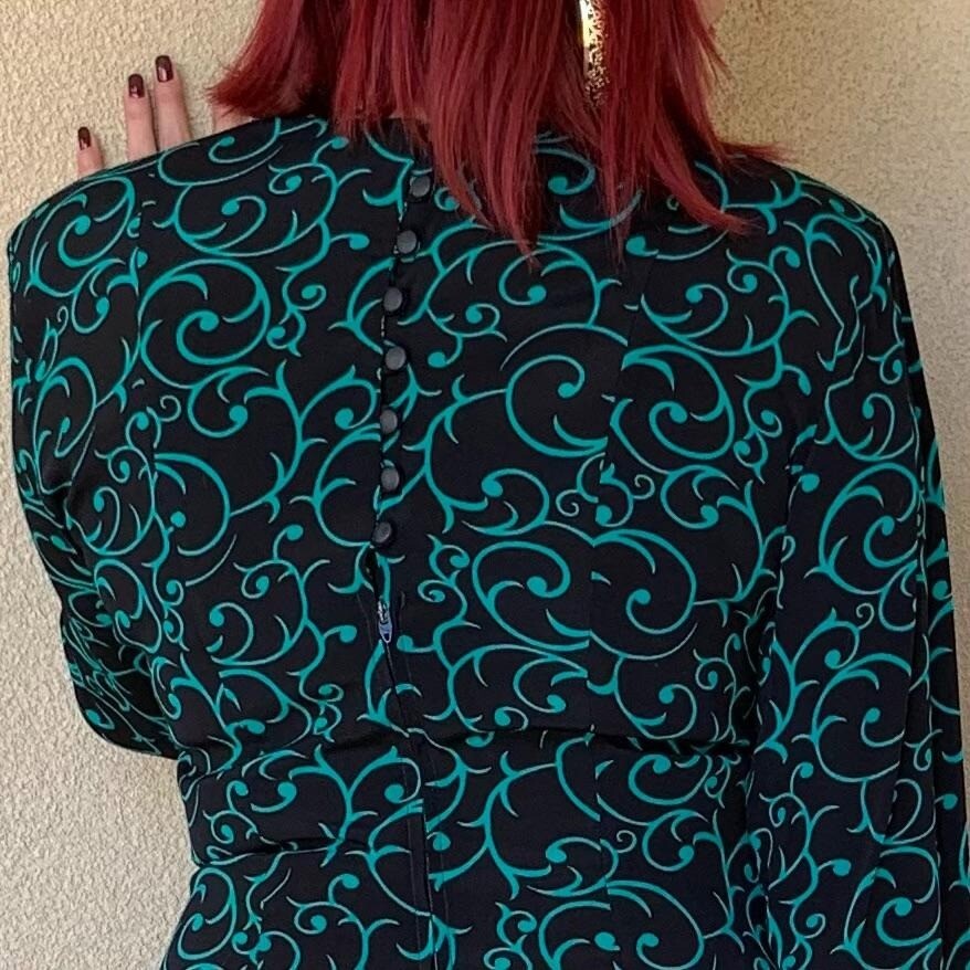 Vintage 90s Vine-Print Mermaid Skirt Dress