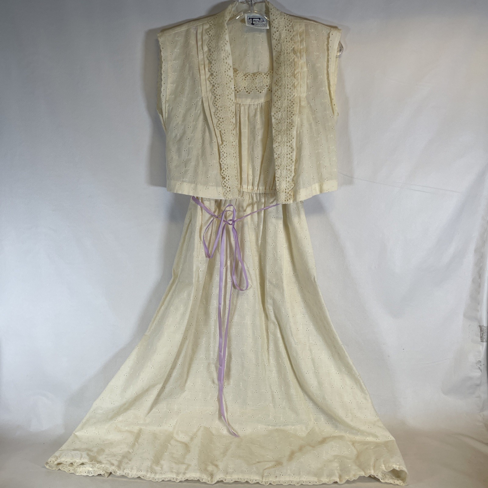 Vtg 70s Trivia By Charm 2 Pc Boho Eyelet Dress & Top Size 5/6 (?) Read-Measure