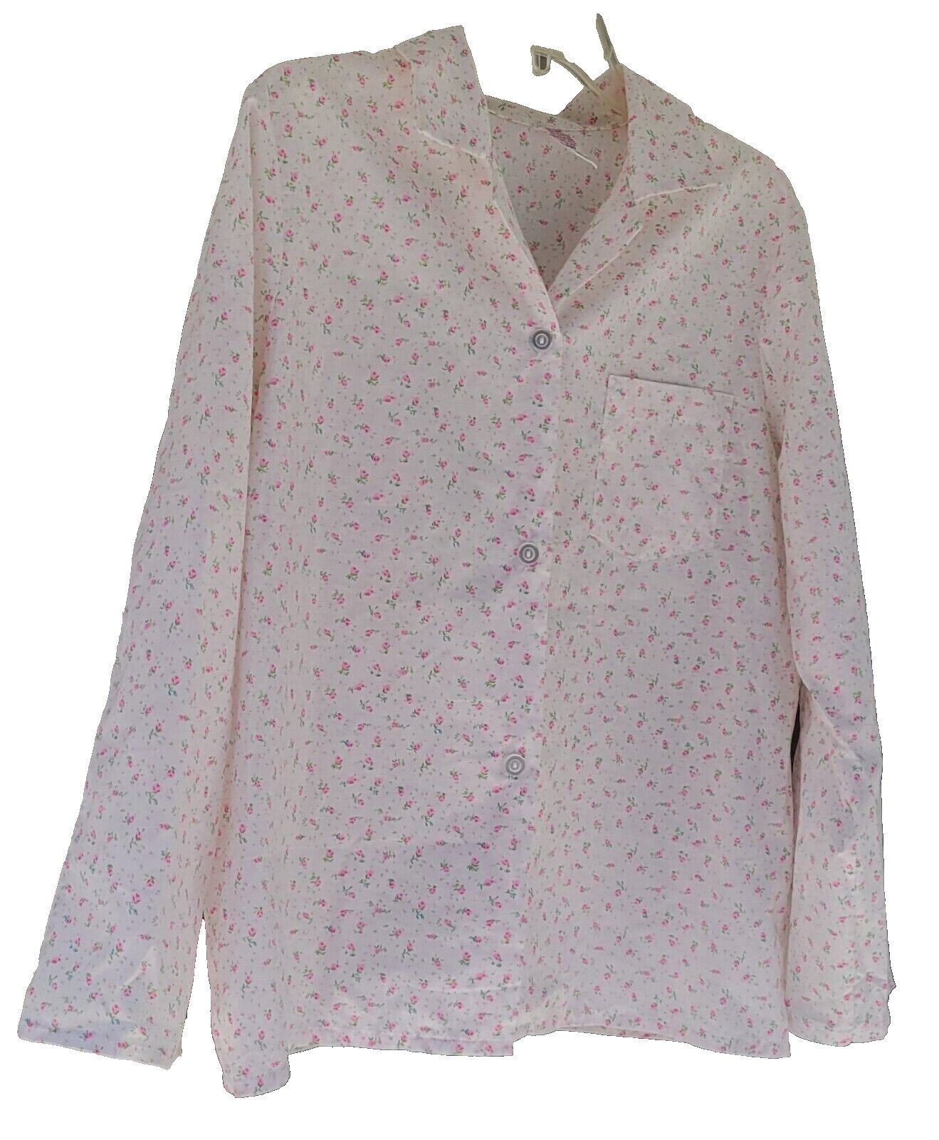 VTG Sears Pajama Top Bed Jacket Size 40 Button Front Perma Smooth Coastal Floral