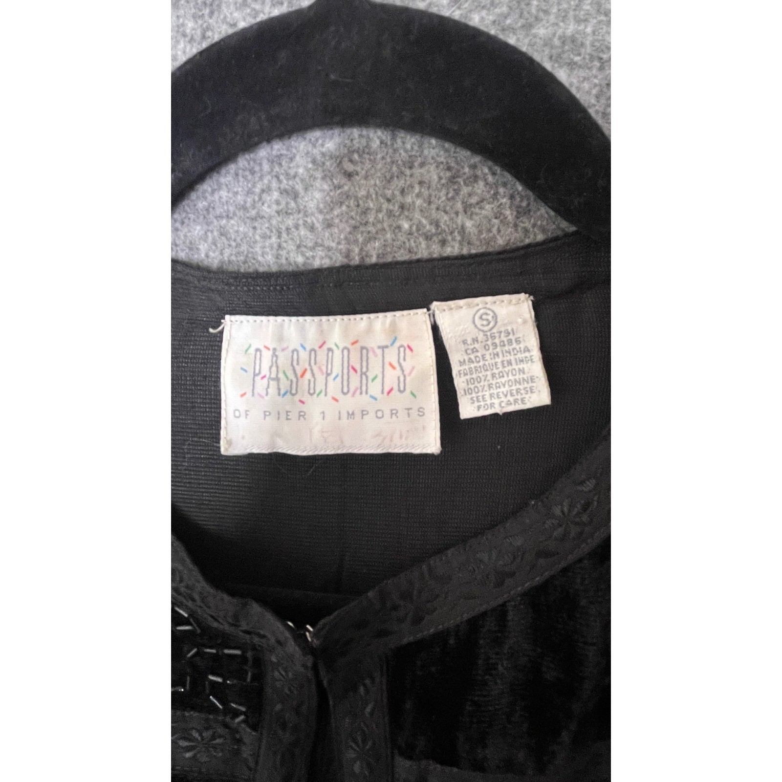Passports Black Velvet Beaded Cropped Jacket Vintage 90s Whimsigoth Victorian S