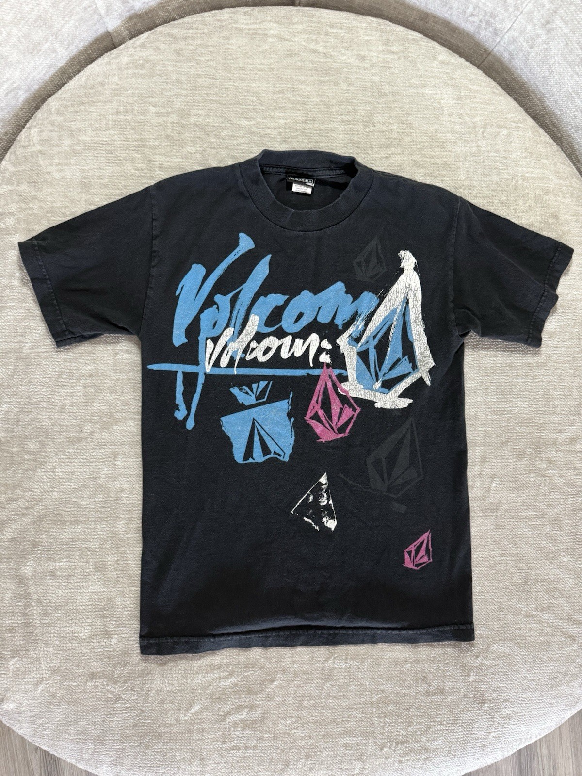 Vintage Y2K Blue Pink Black White Women’s Volcom Skateboarding Shirt Small