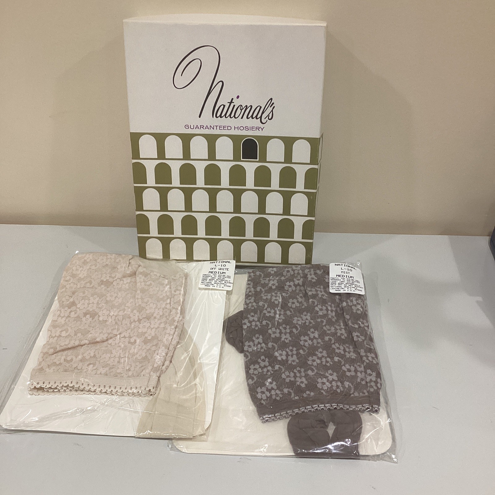 2 Pair Vintage NATIONAL’S HOSIERY Pantyhose/w Flowered Panties – New in Box Sz M