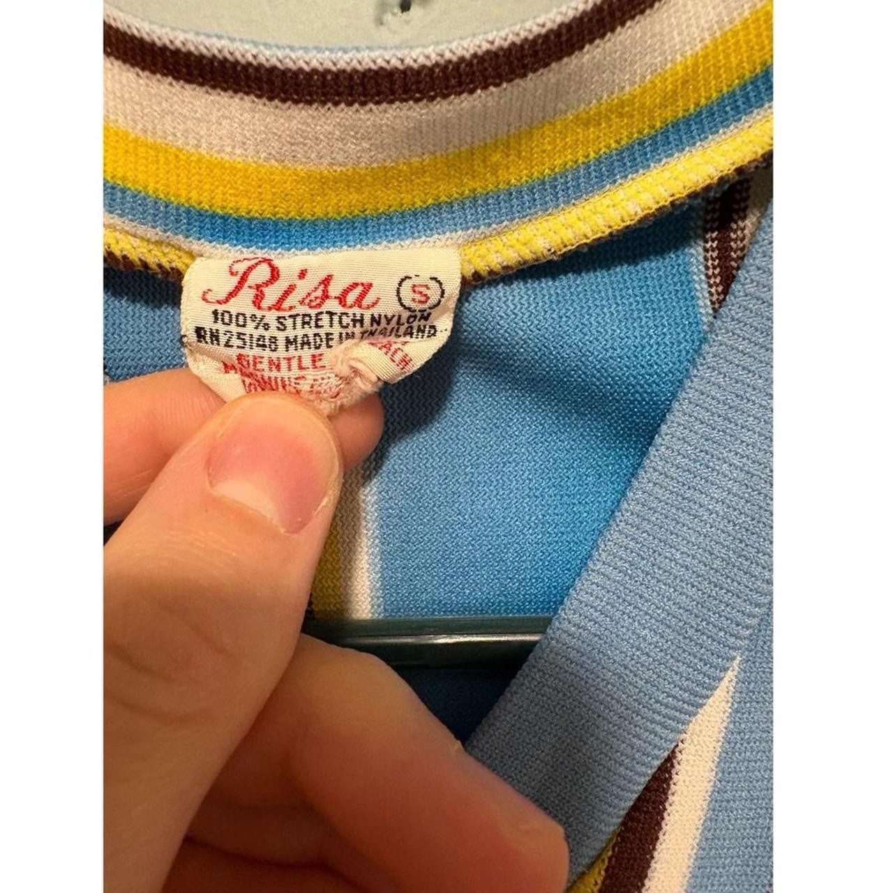 Vintage Striped Tank Top Sz S 1970s Women’s Retro 70s Vtg Yellow Brown Blue Cool