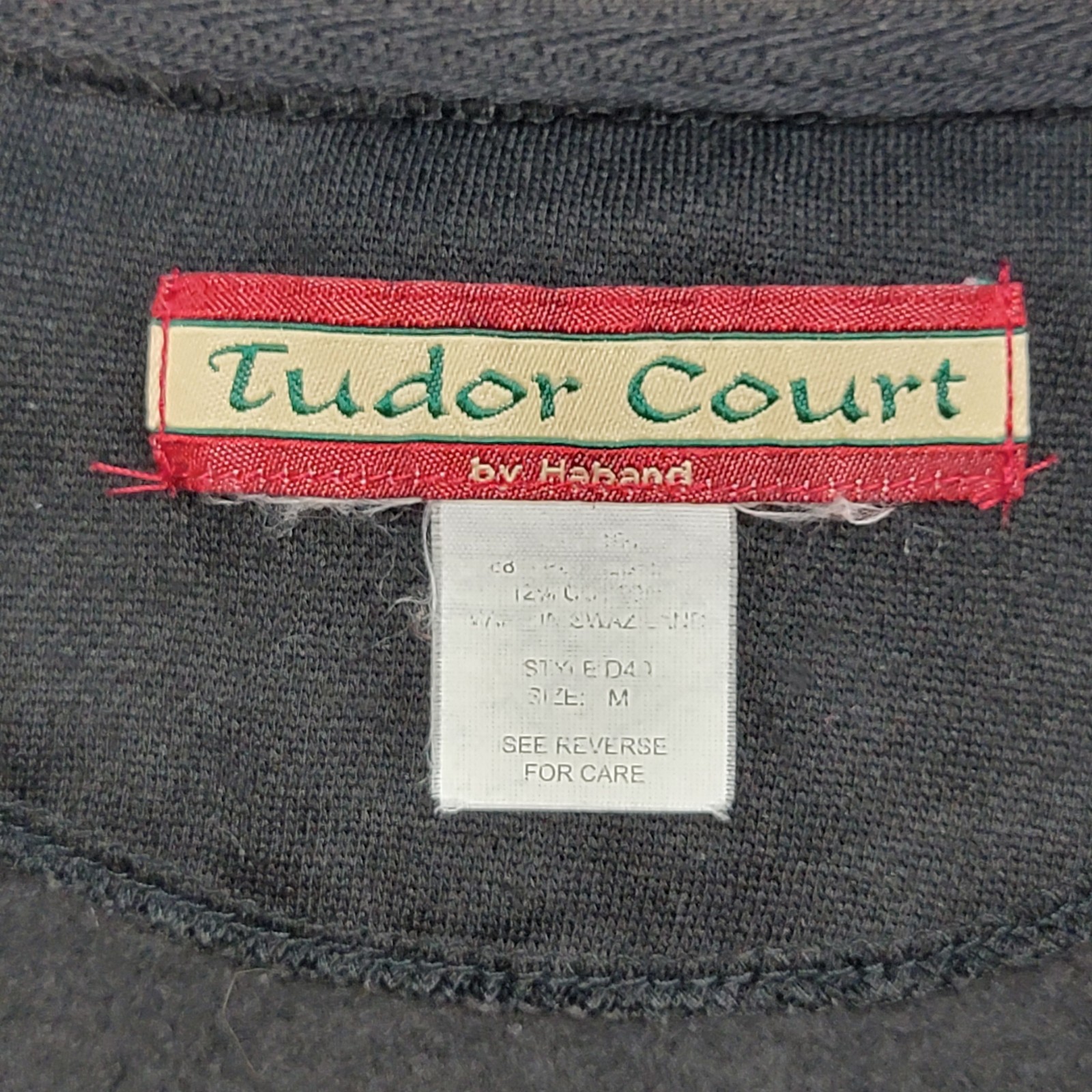 Vintage Tudor Court Womens Sweatshirt Button Jacket Vintage 90’s Size MED Black