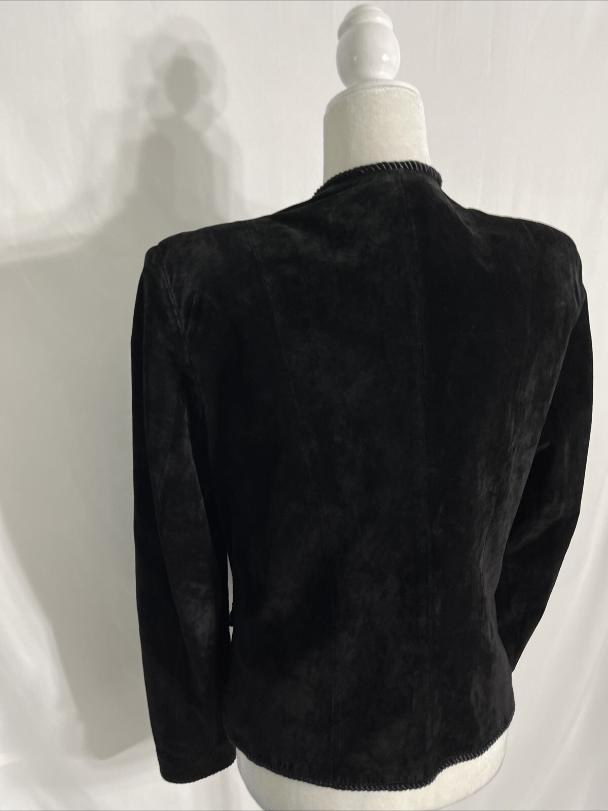 Vtg Evan Davies Suede Button Front „Chanel Old Money” Look Jacket Black Sz 6