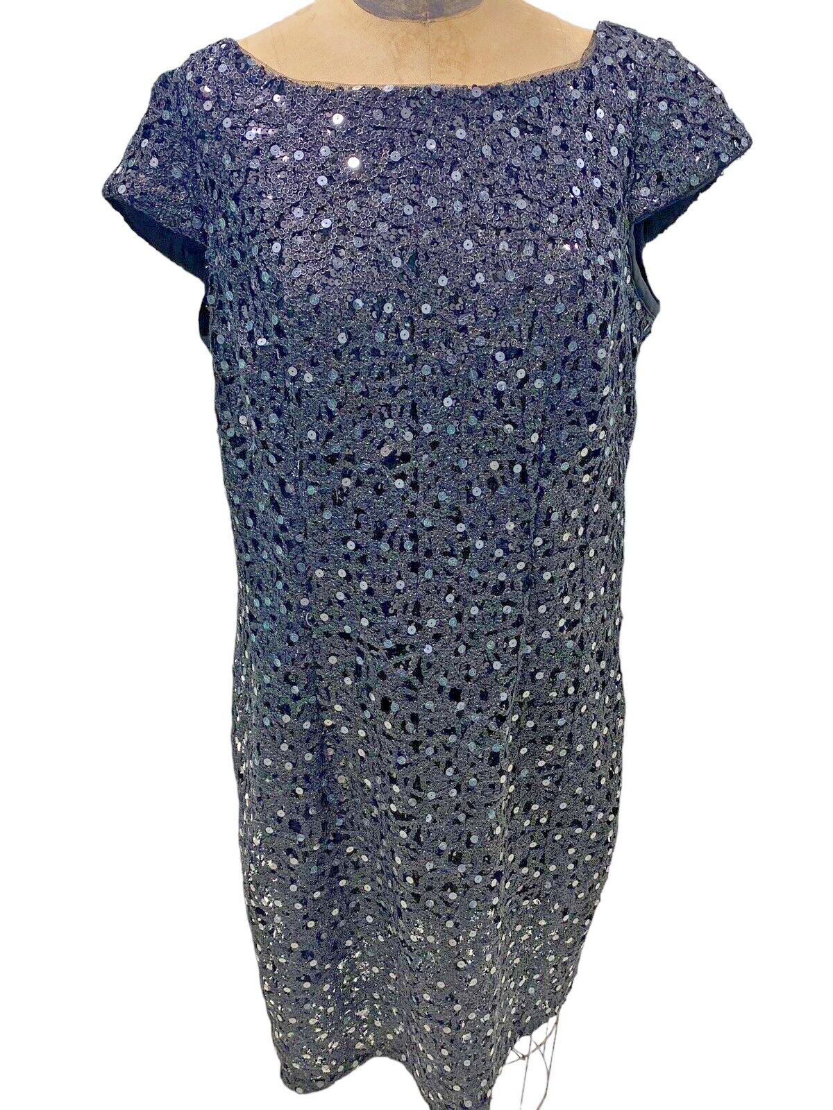 Vintage Adrianna Papell Sequined Black Evening Dress 14W