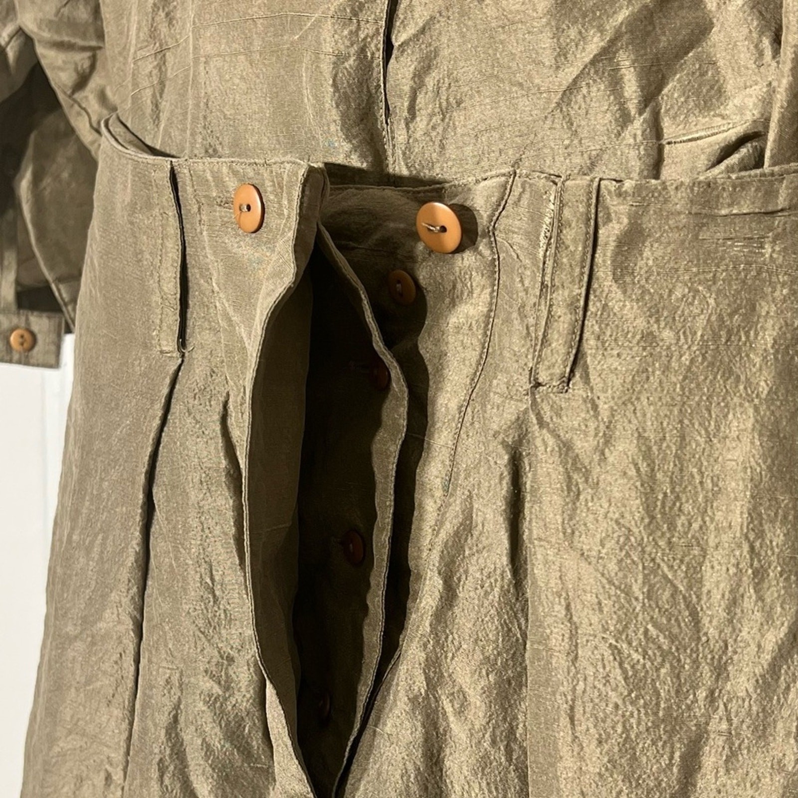 Vintage 80s Silk Set Padded Shoulder Power Suit Camel Tan Utility Pants M