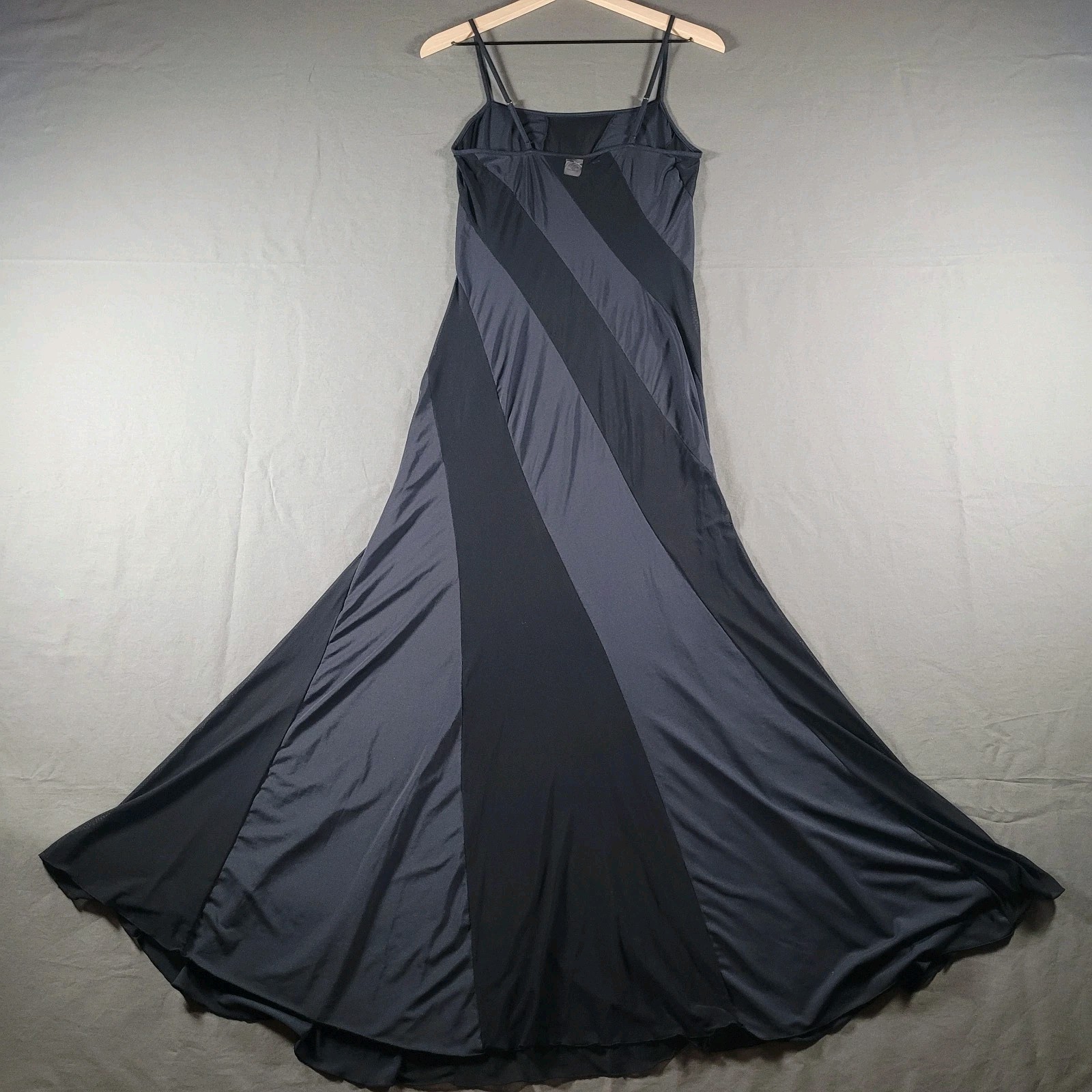 Vintage Y2K Frederick’s of Hollywood Black Sheer Mesh Panel Maxi Slip Dress M