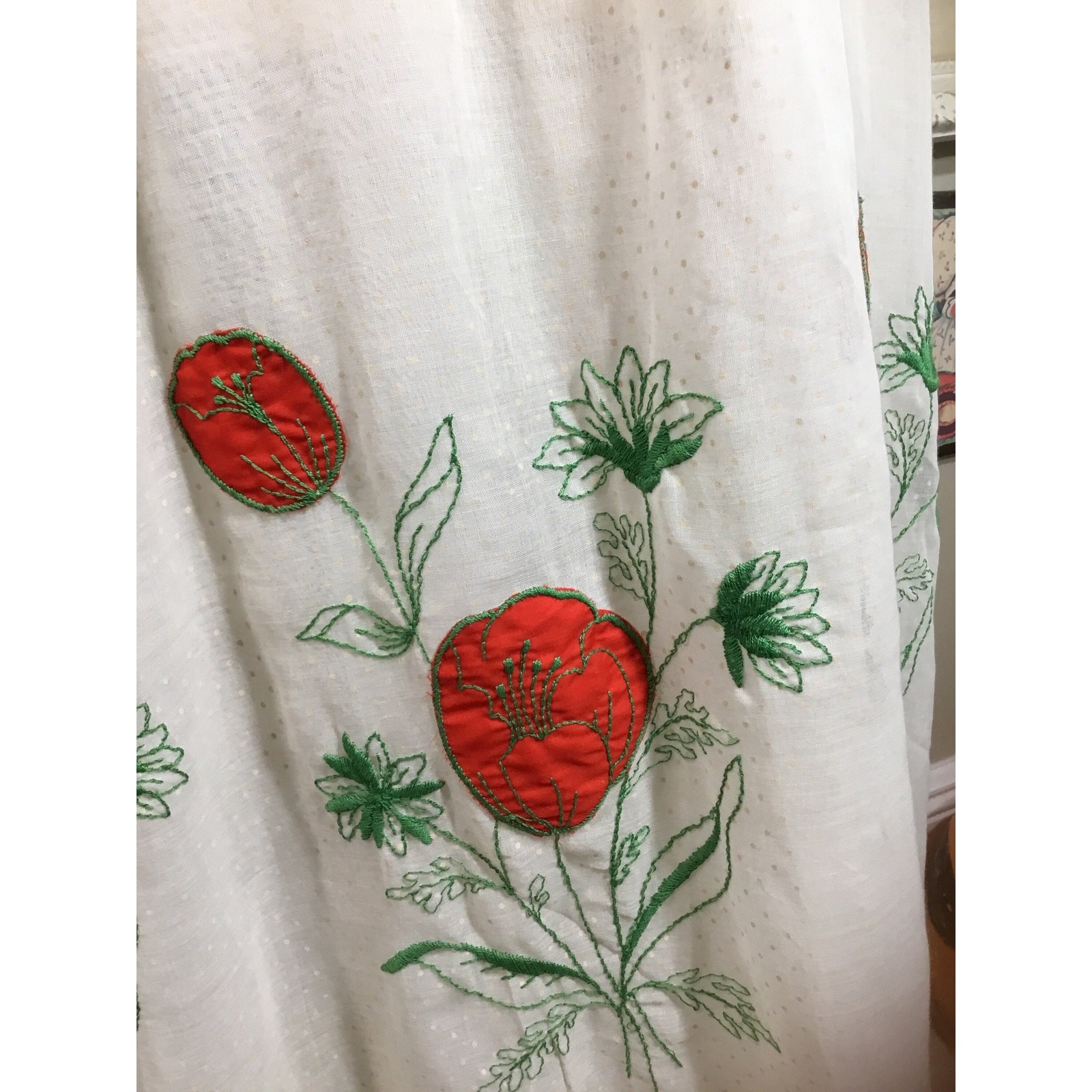 Frances Brewster 1970s Summer Maxi Dress Swiss Dot Rayon Floral Print Ruffles