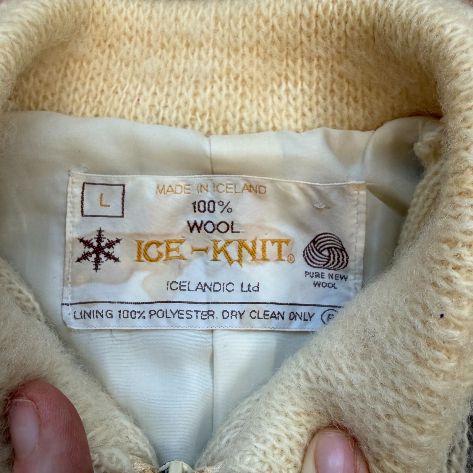Vintage Icelandic Full Zip Fair Isle Sweater Jacket Size Large Made in Iceland
