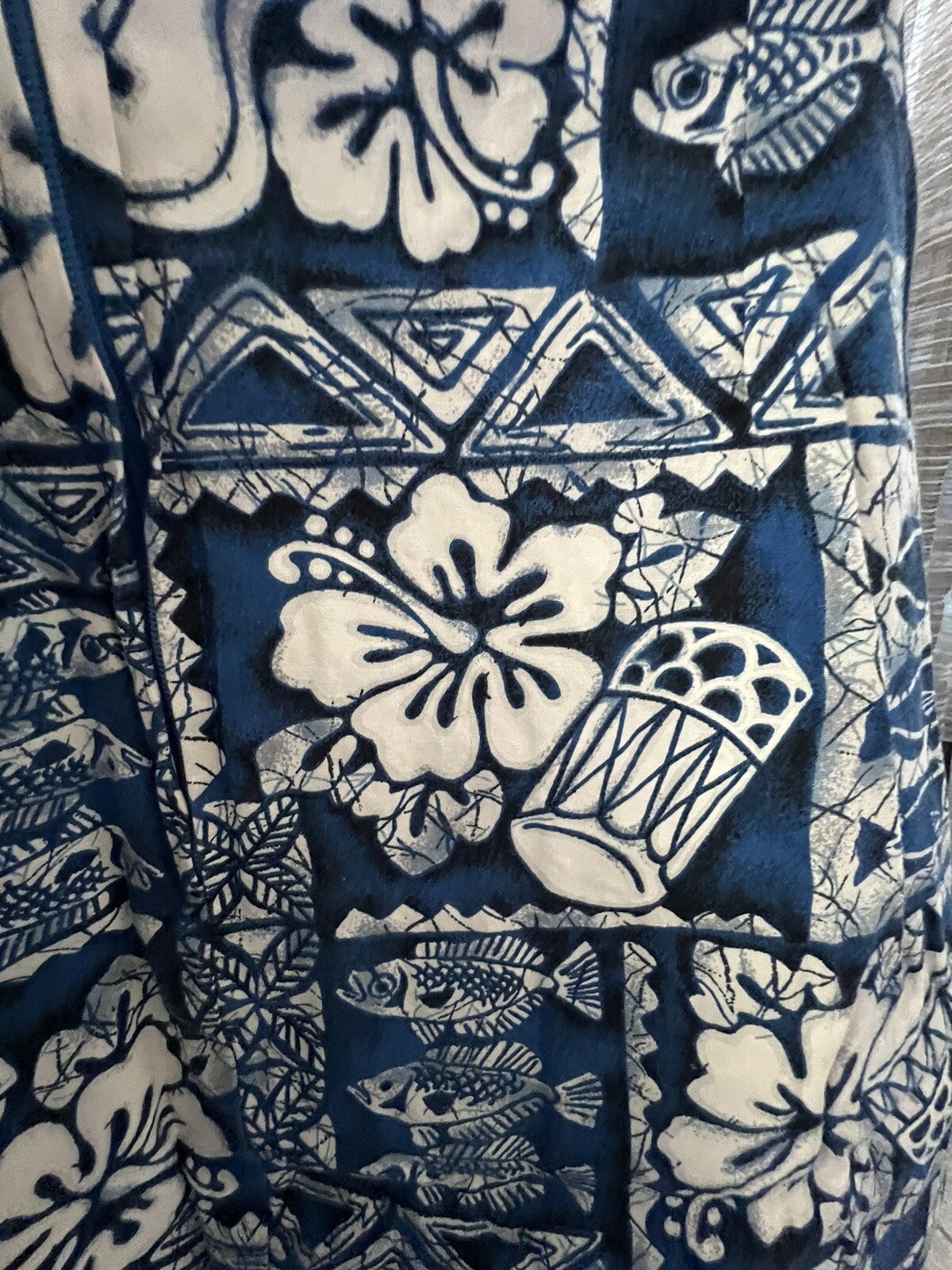 Vintage Hawaii dress blue white hibiscus flower Hilo Hattie Original size S