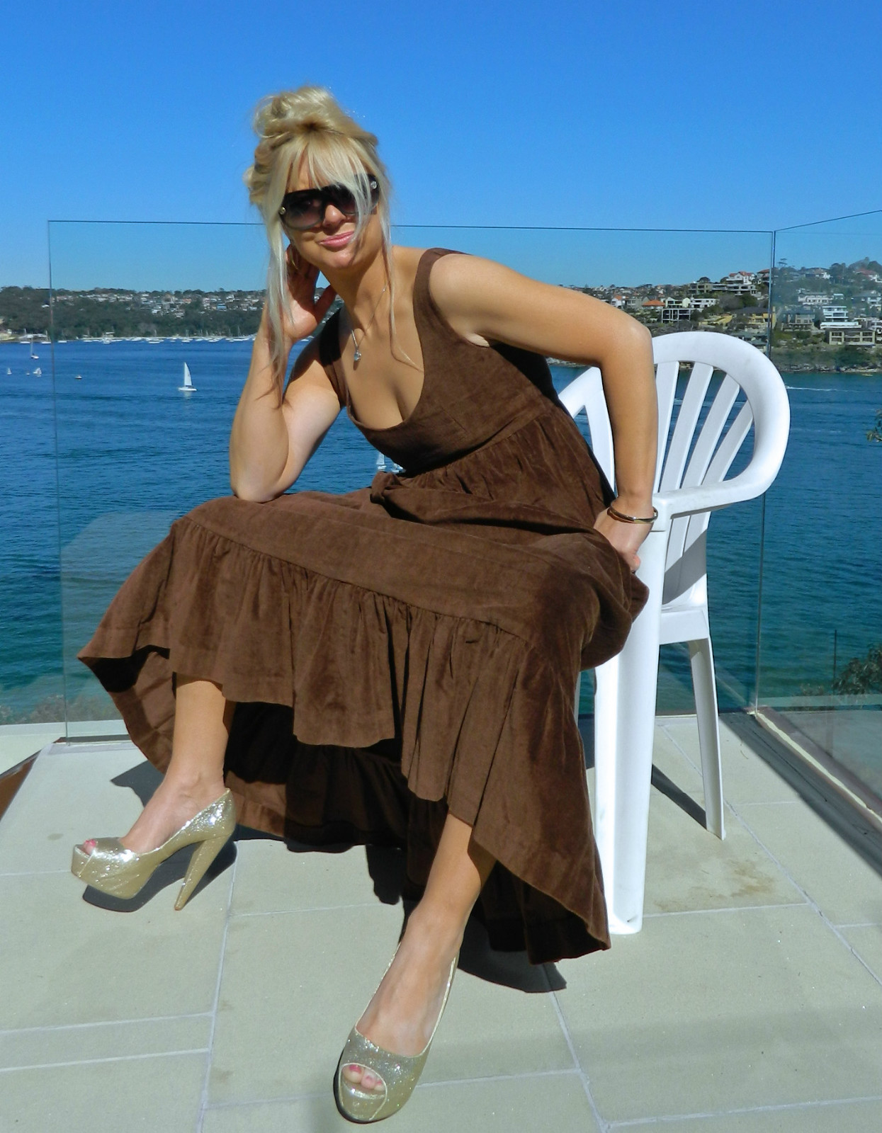 VINTAGE Bohemian Goddess 1960s-70s Original Corduroy Music Festival Folk Dress